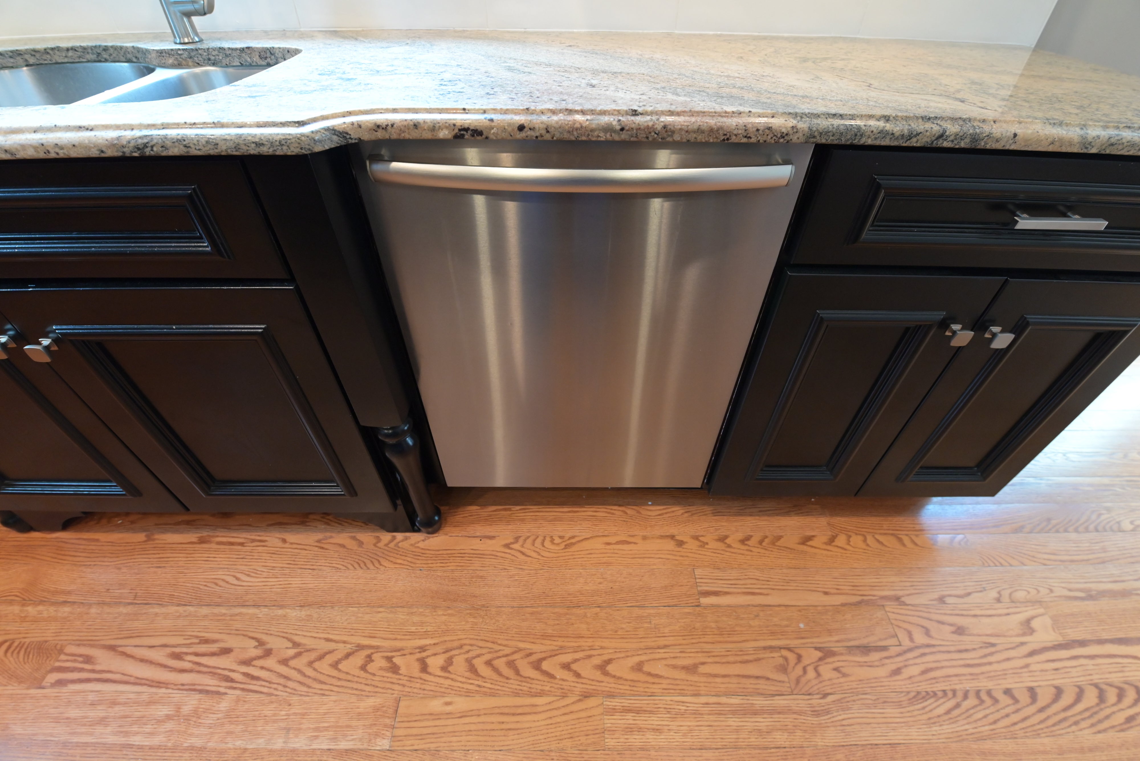 "The Onyx" Transitional Jet Black Kitchen with Island & Appliances