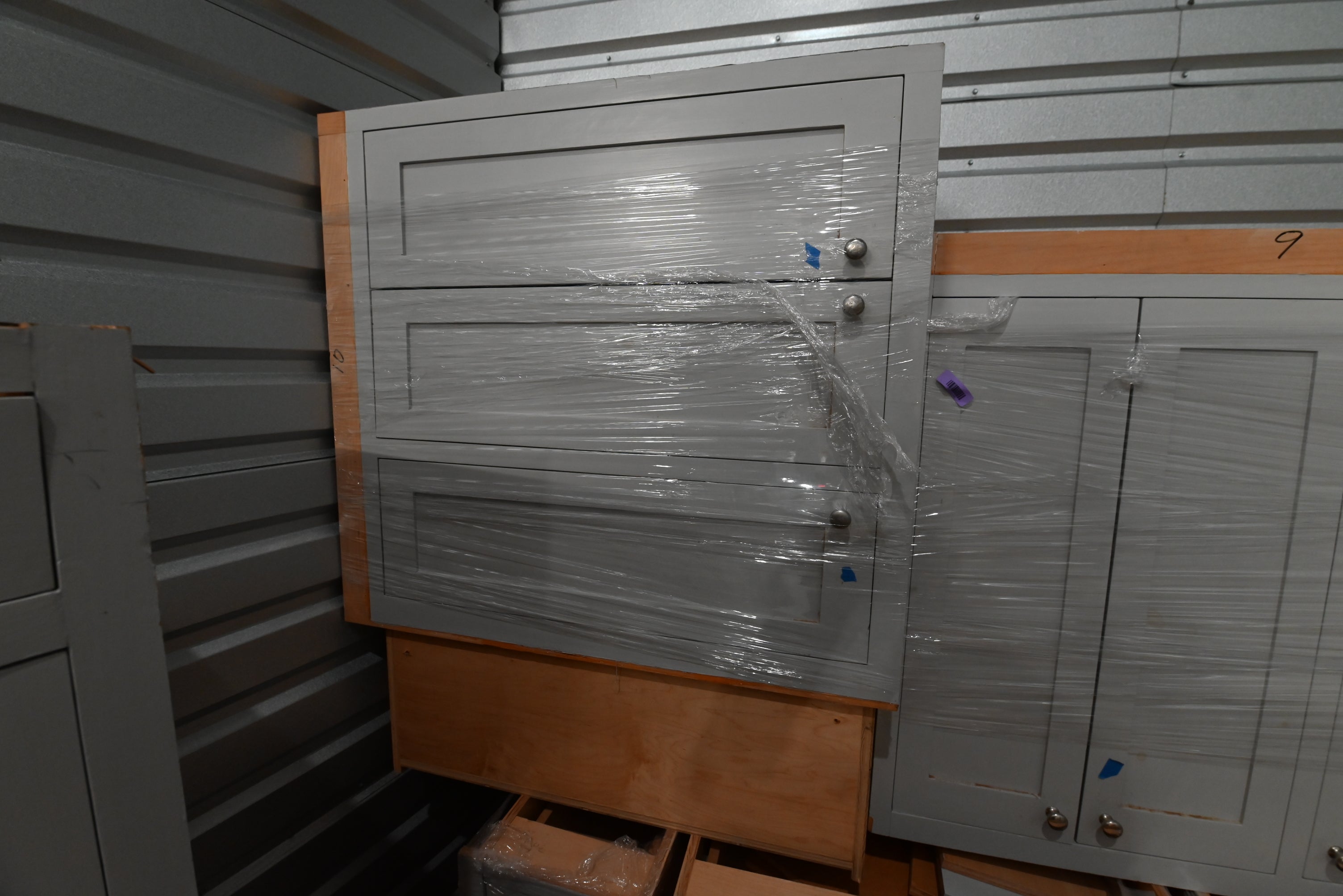 Traditional Grey Kitchen with Island and Wood Countertops