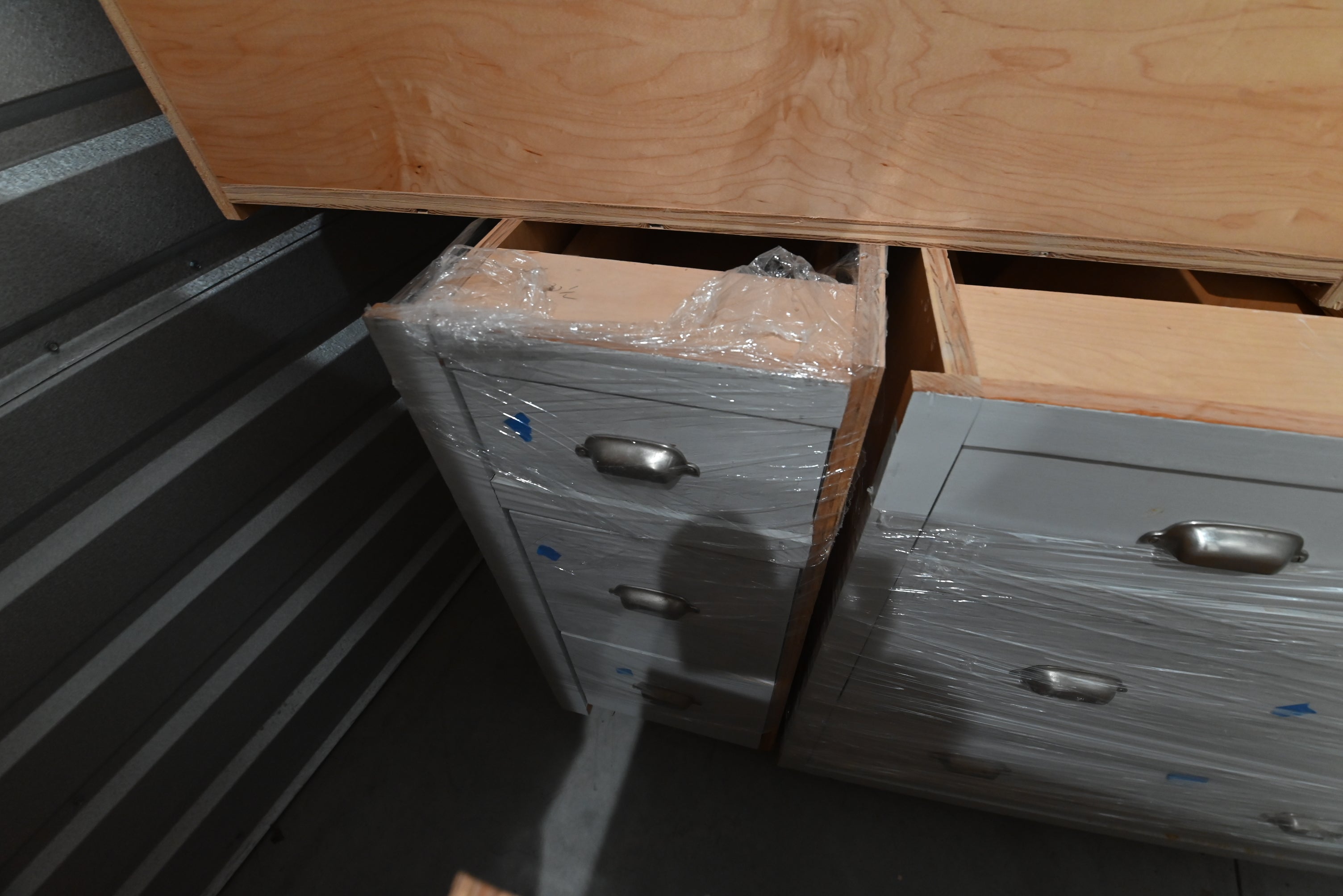 Traditional Grey Kitchen with Island and Wood Countertops