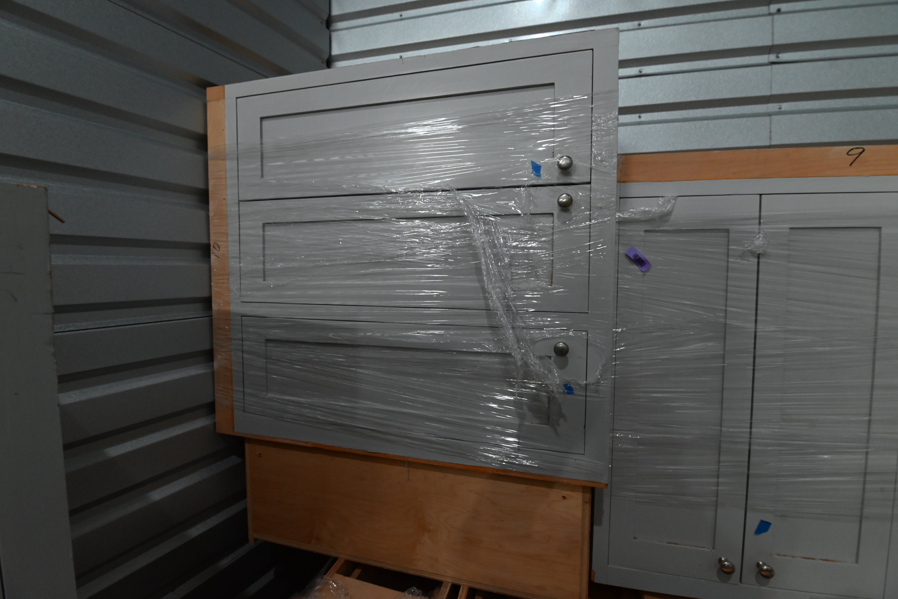 Traditional Grey Kitchen with Island and Wood Countertops