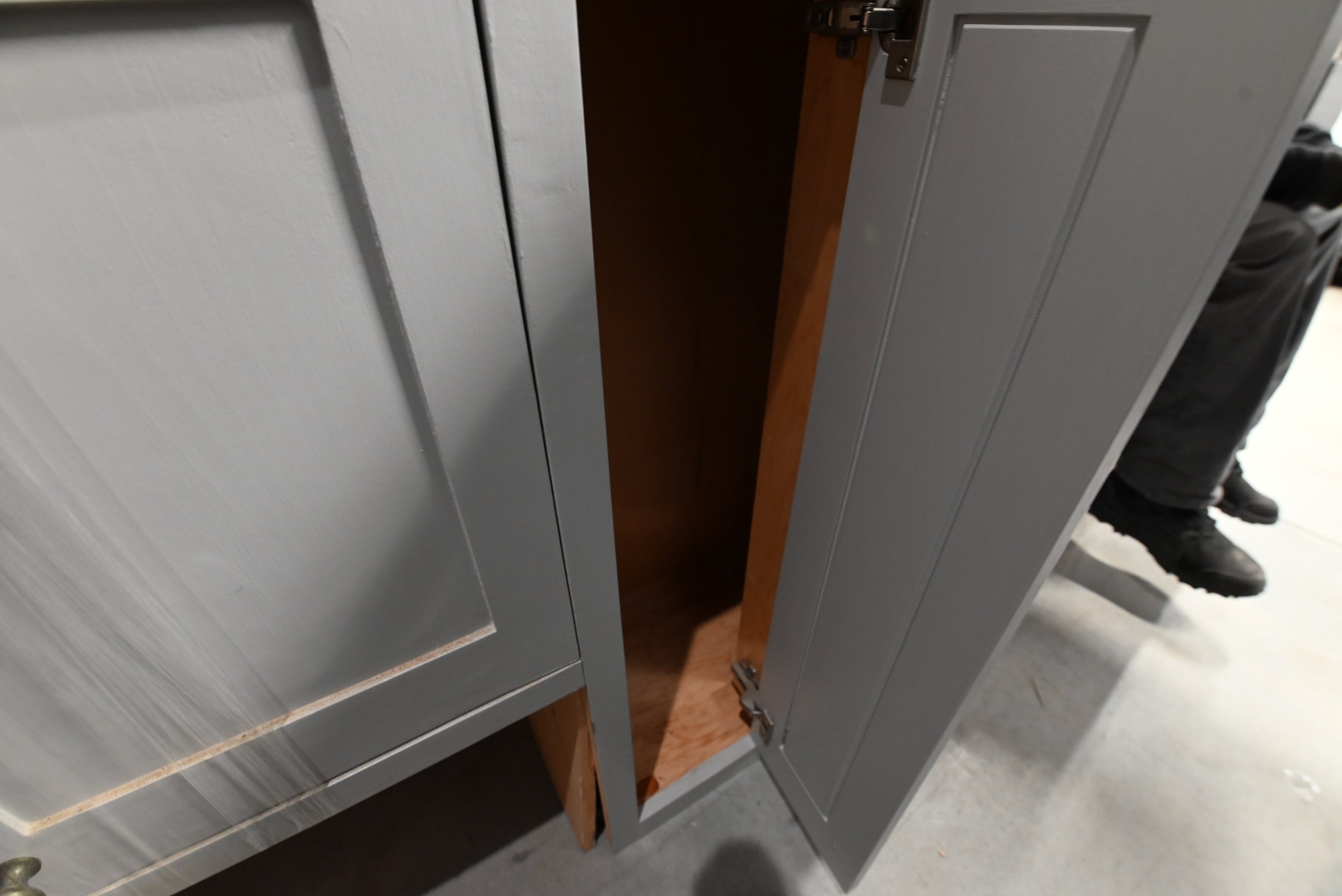 Traditional Grey Kitchen with Island and Wood Countertops