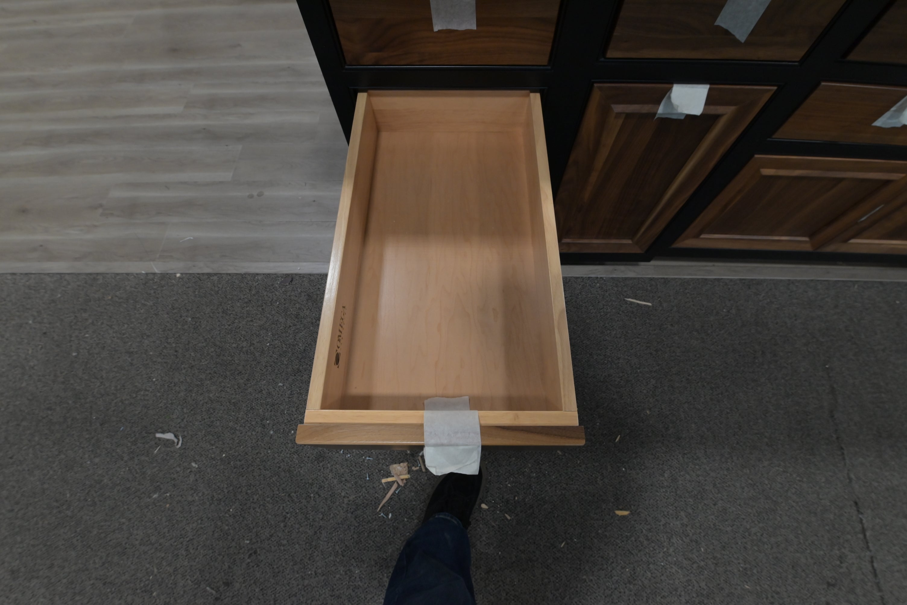 Omega Natural Wood and Black Island with Seating Room