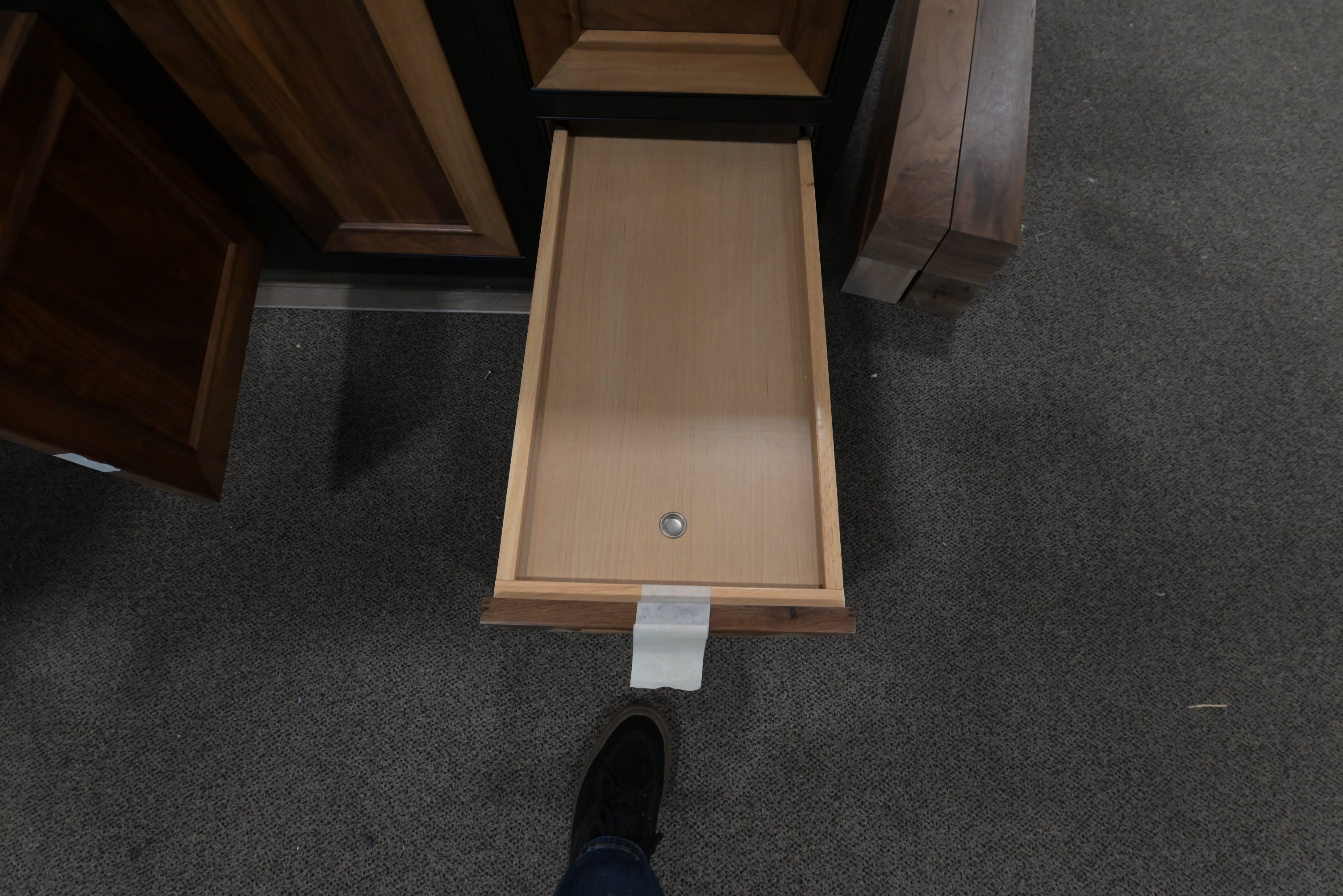Omega Natural Wood and Black Island with Seating Room
