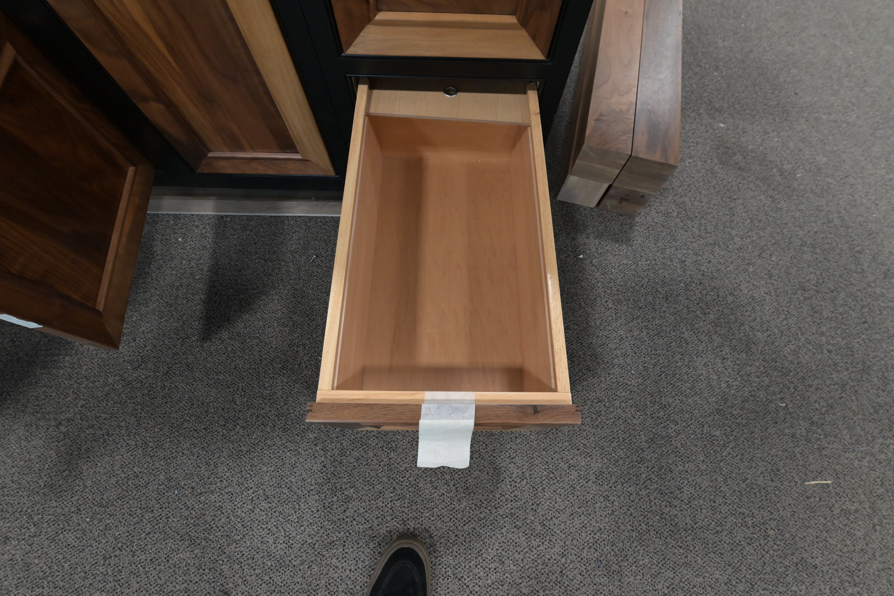 Omega Natural Wood and Black Island with Seating Room