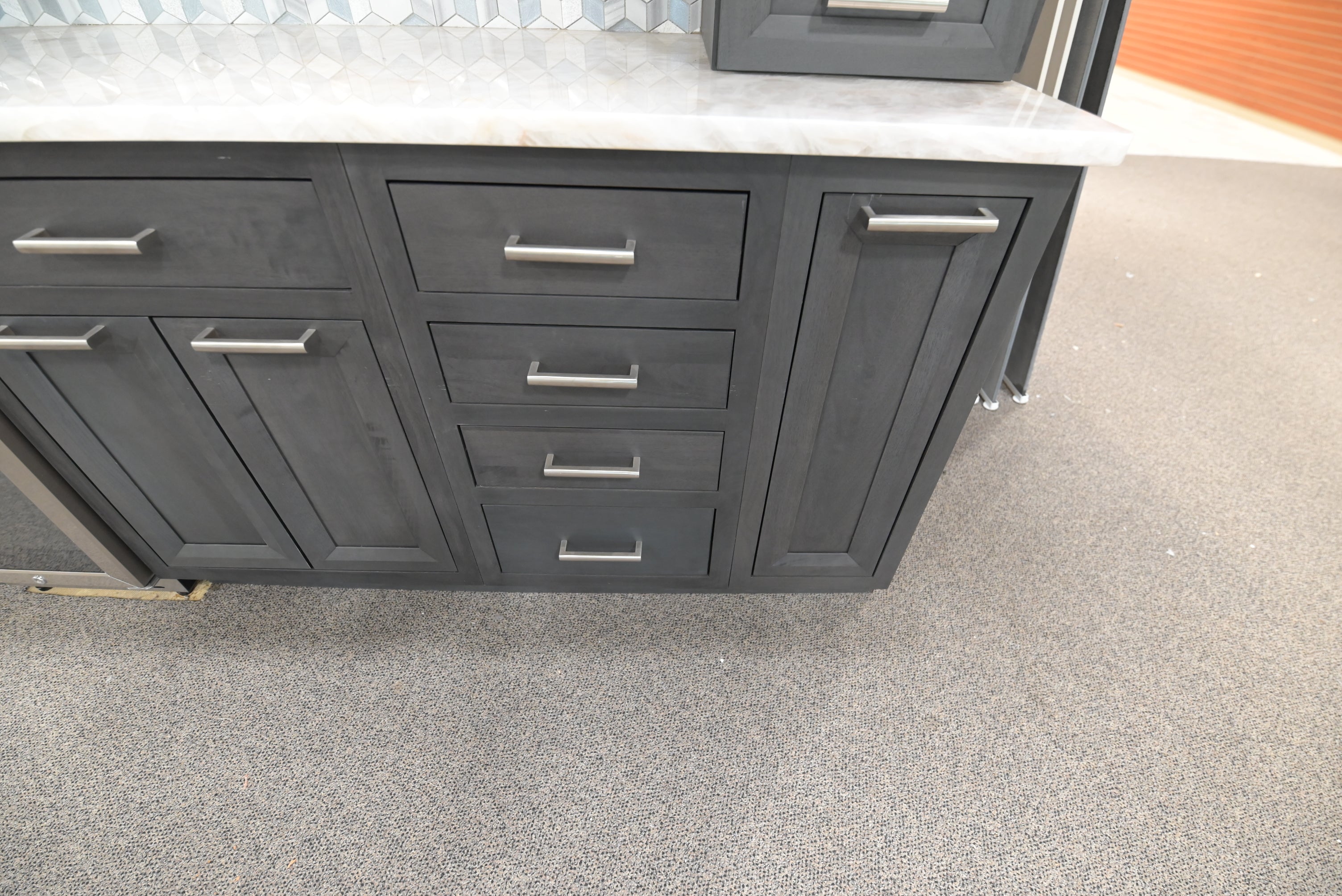 Kemper Transitional Matte Black Dry Bar with Wine Cooler
