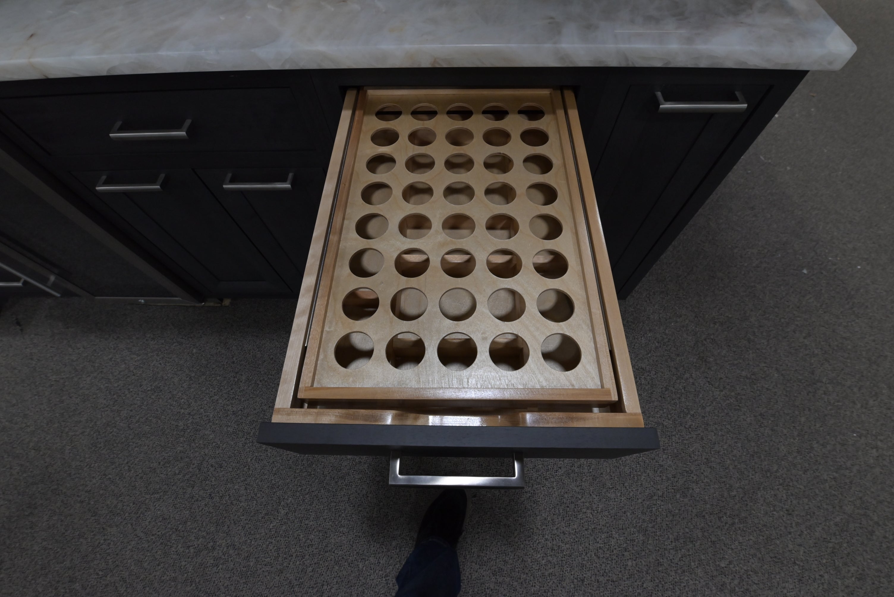 Kemper Transitional Matte Black Dry Bar with Wine Cooler