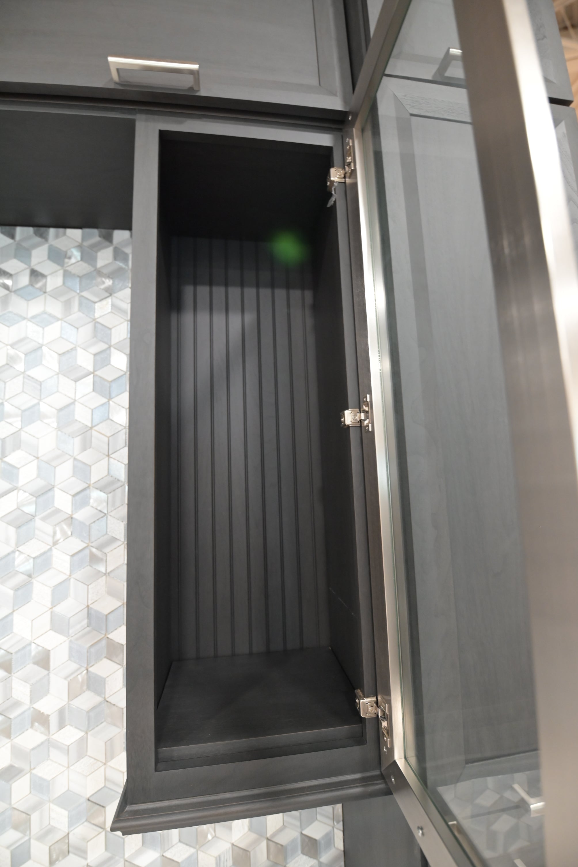 Kemper Transitional Matte Black Dry Bar with Wine Cooler