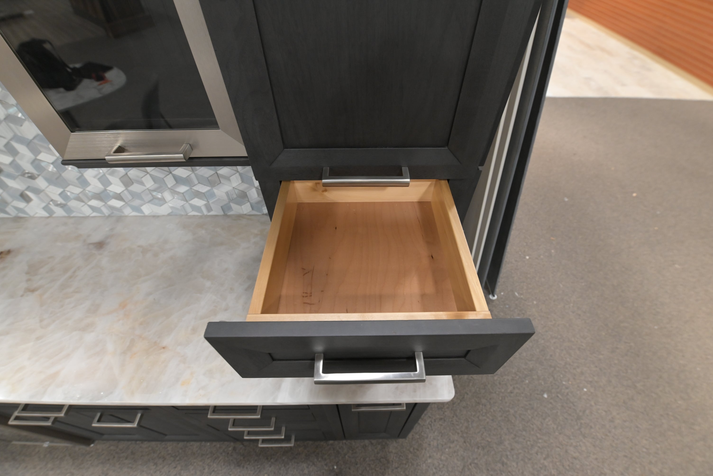 Kemper Transitional Matte Black Dry Bar with Wine Cooler