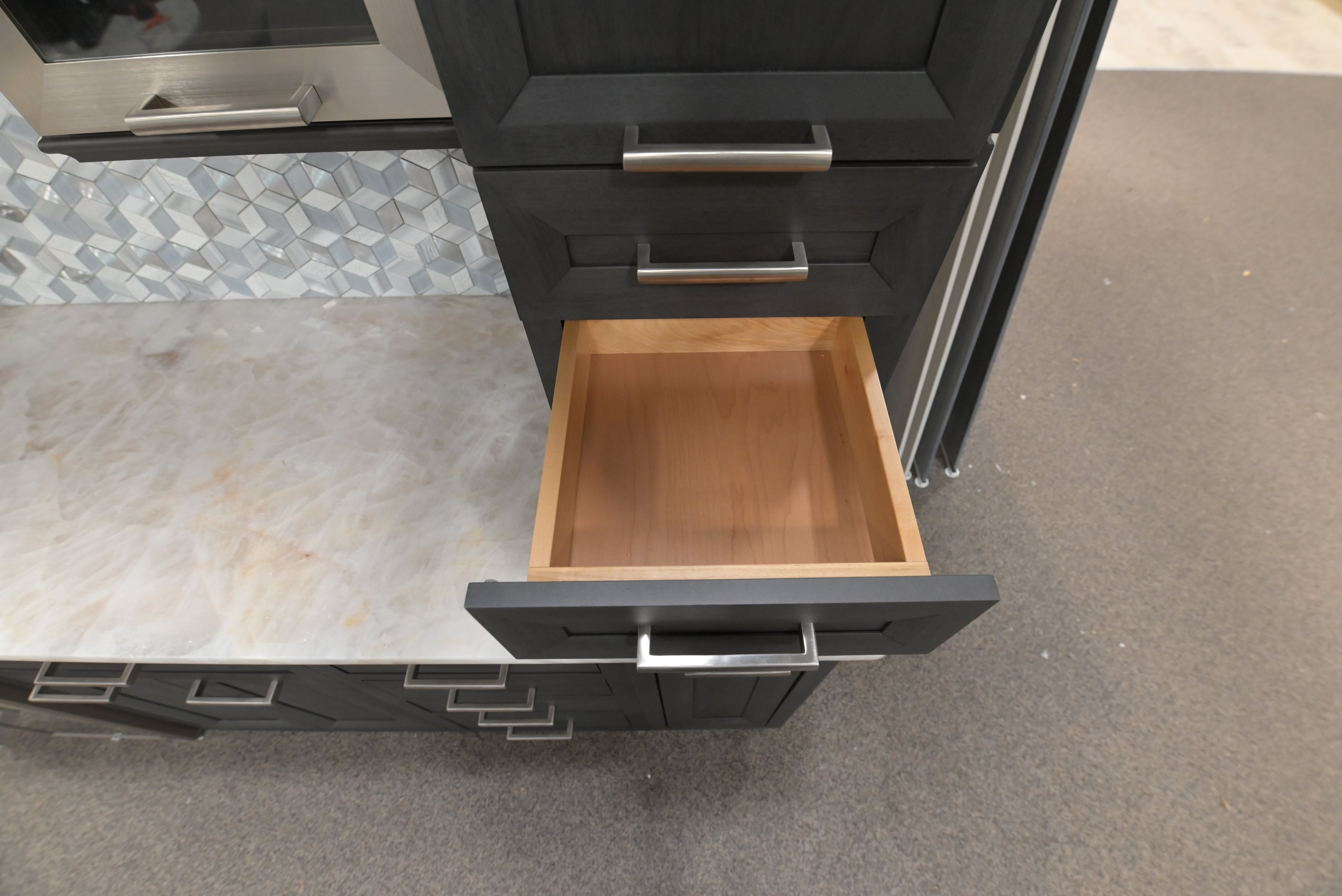 Kemper Transitional Matte Black Dry Bar with Wine Cooler