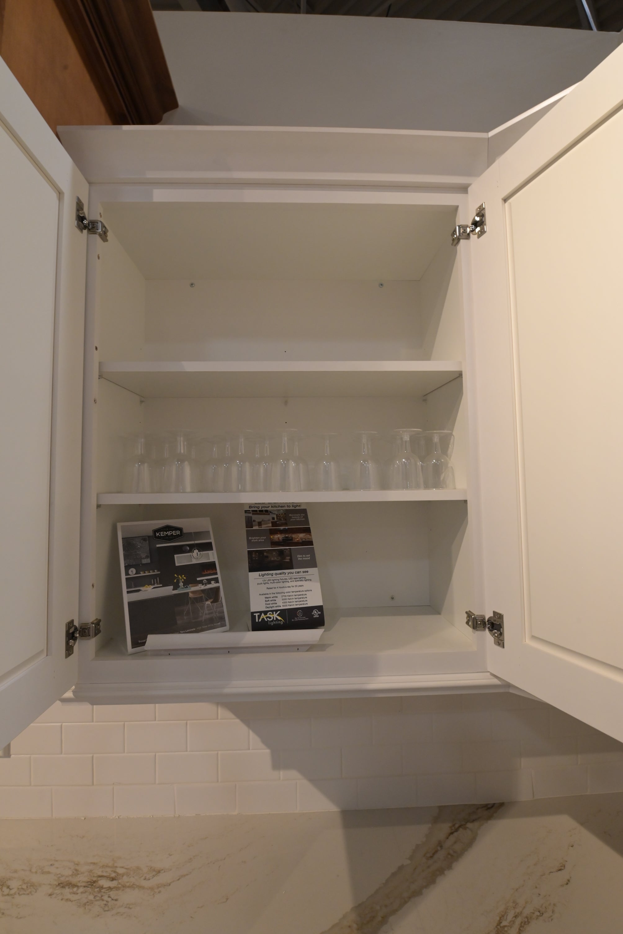 "The Brentwood" Transitional White & Wood Kitchen with Island & Appliances
