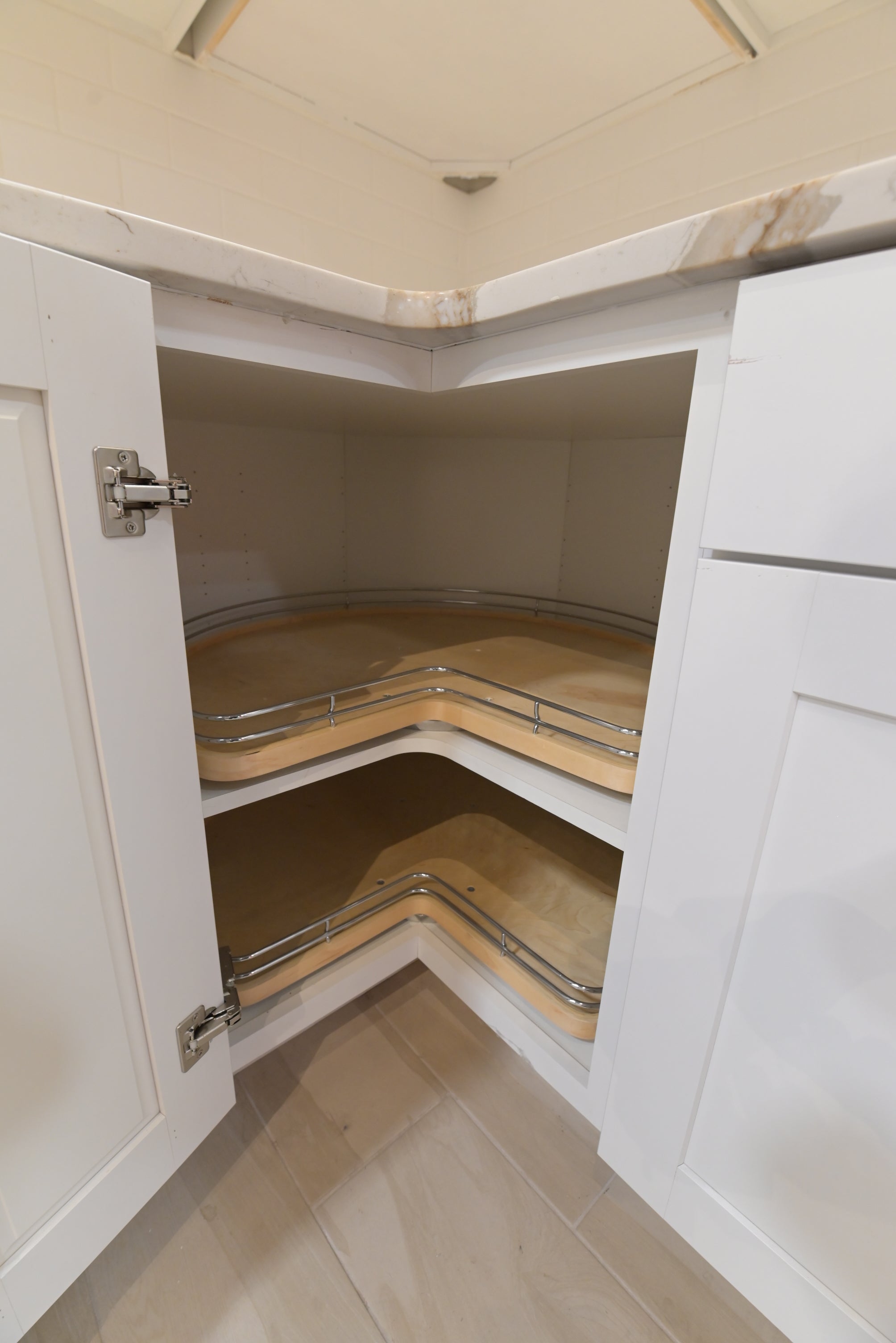 "The Brentwood" Transitional White & Wood Kitchen with Island & Appliances