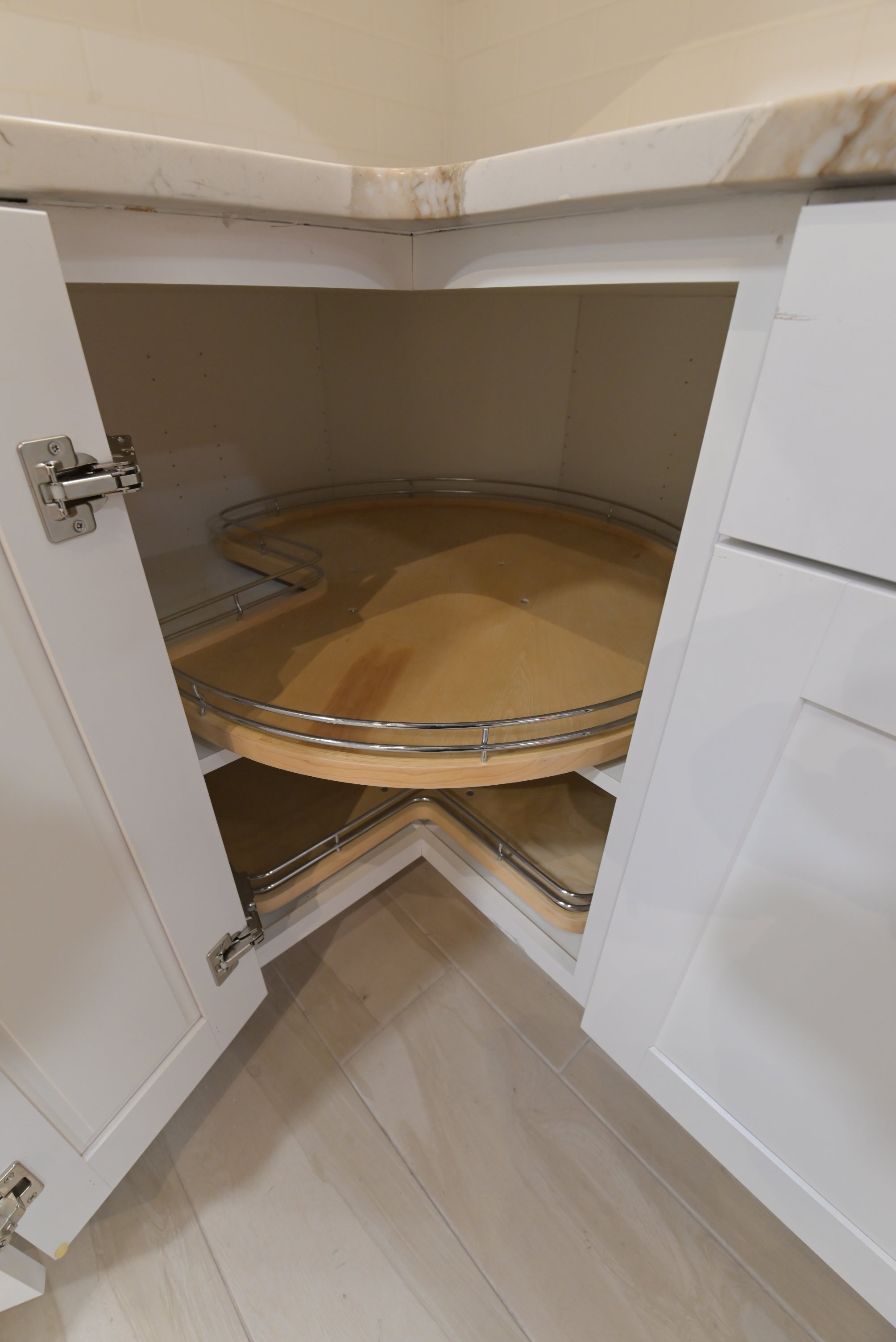 "The Brentwood" Transitional White & Wood Kitchen with Island & Appliances