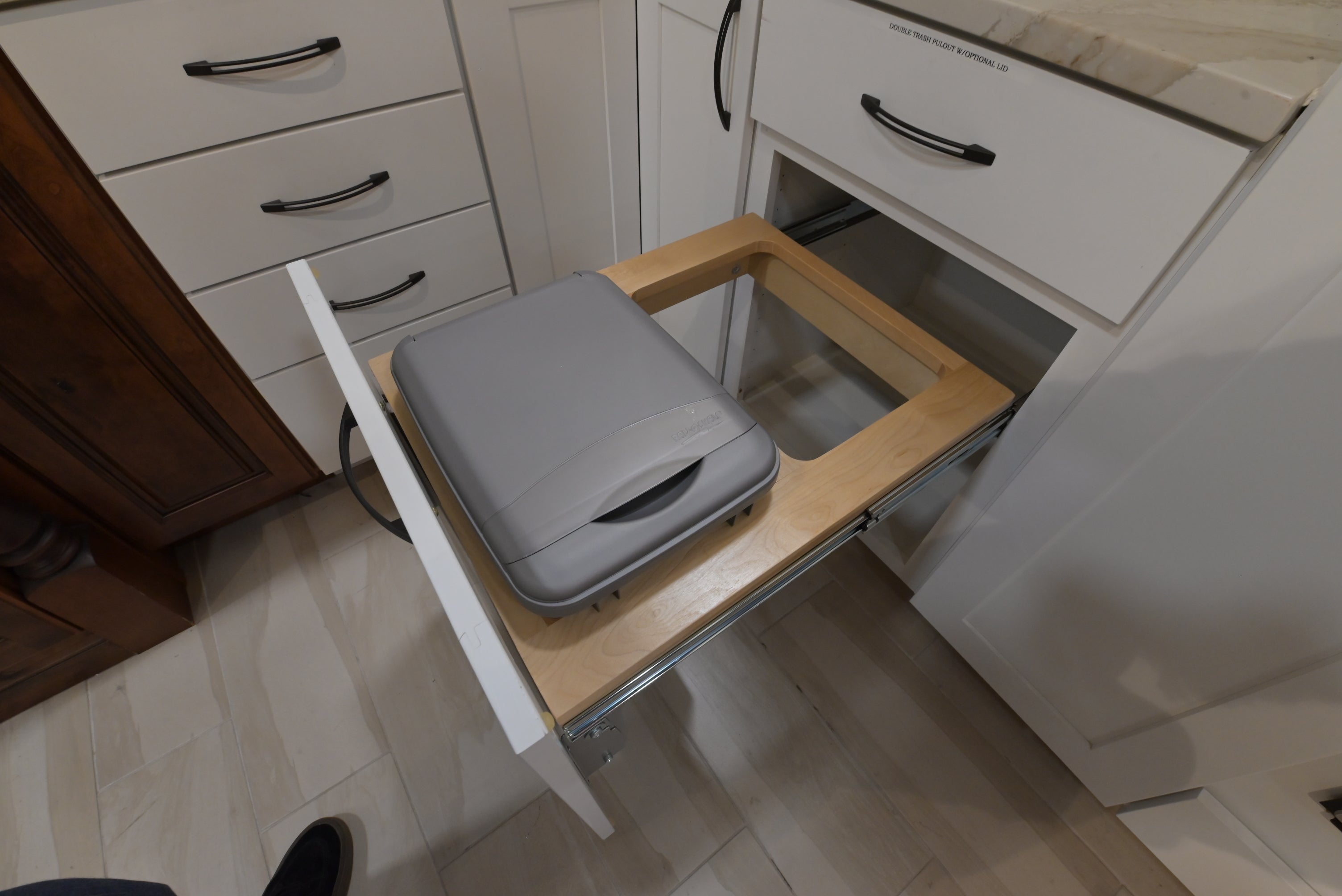 "The Brentwood" Transitional White & Wood Kitchen with Island & Appliances