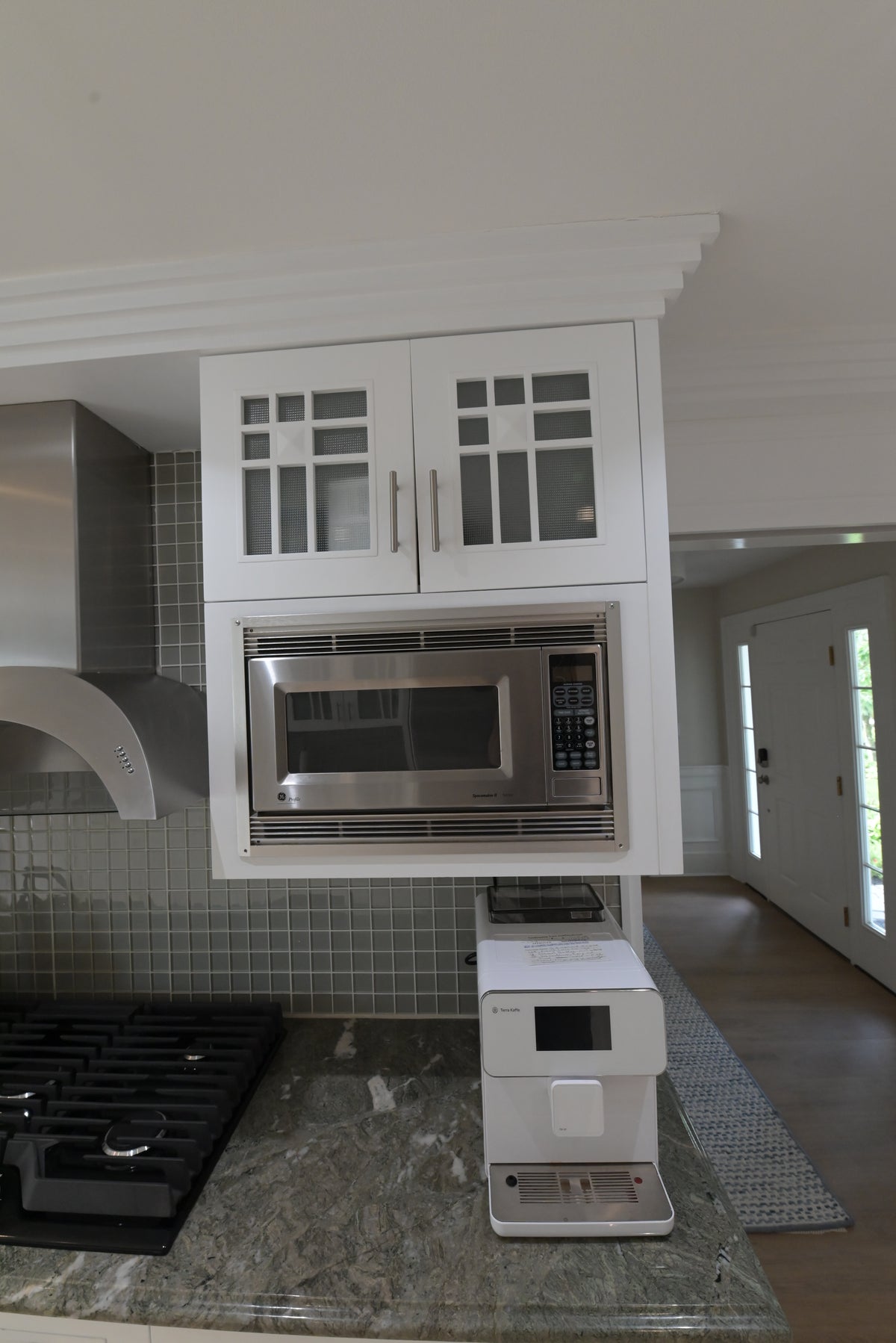 "The Roxbury" Transitional White Kitchen with Island & Sub-Zero Refrigerator