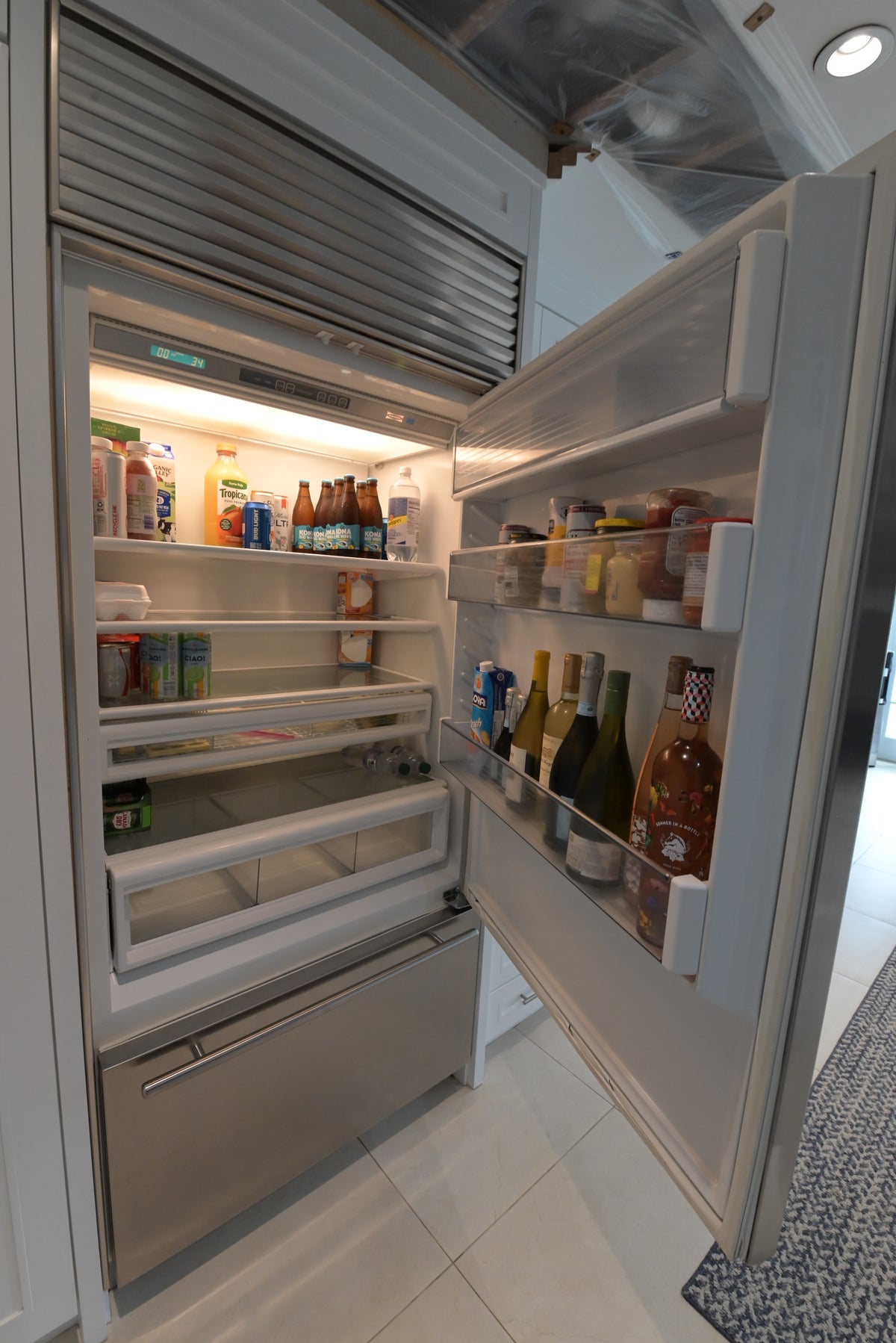 "The Roxbury" Transitional White Kitchen with Island & Sub-Zero Refrigerator