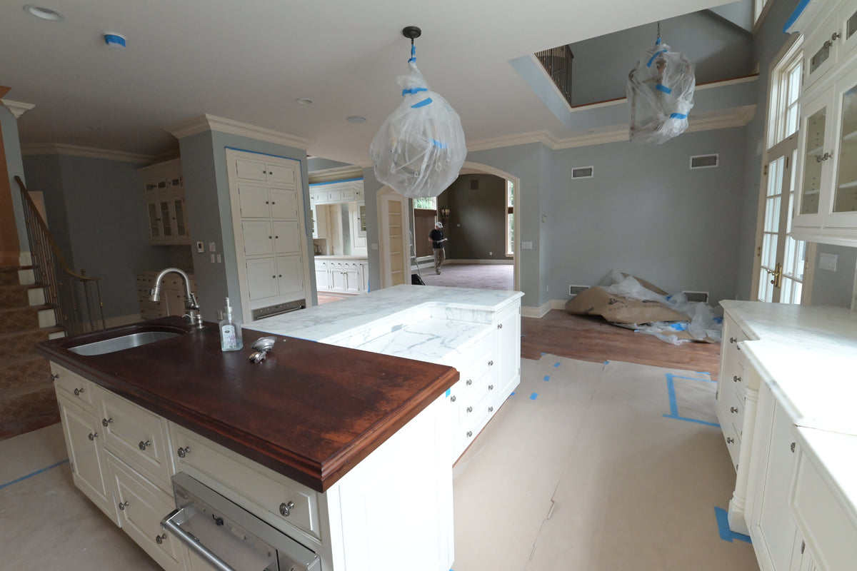 "The Clair" Transitional White Solid Wood Kitchen with Island