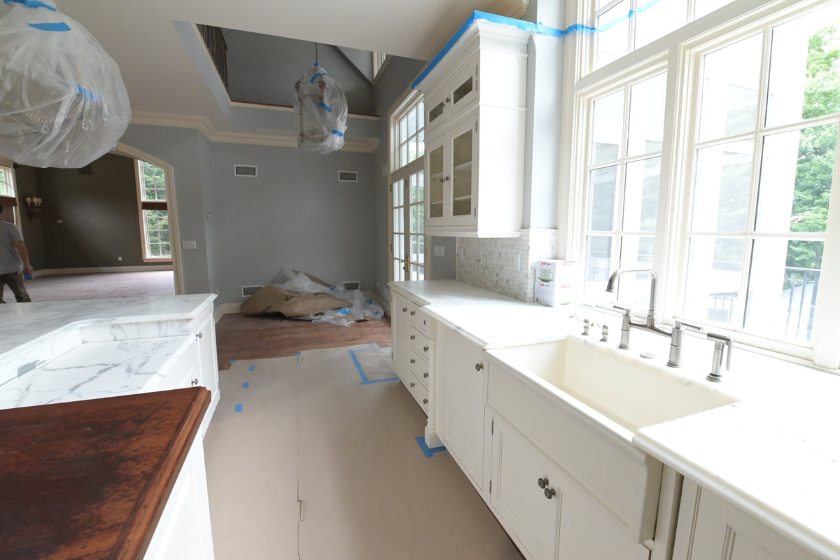 "The Clair" Transitional White Solid Wood Kitchen with Island