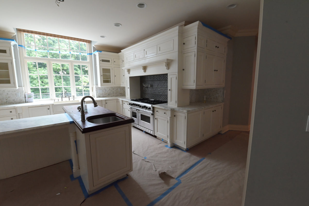 "The Clair" Transitional White Solid Wood Kitchen with Island
