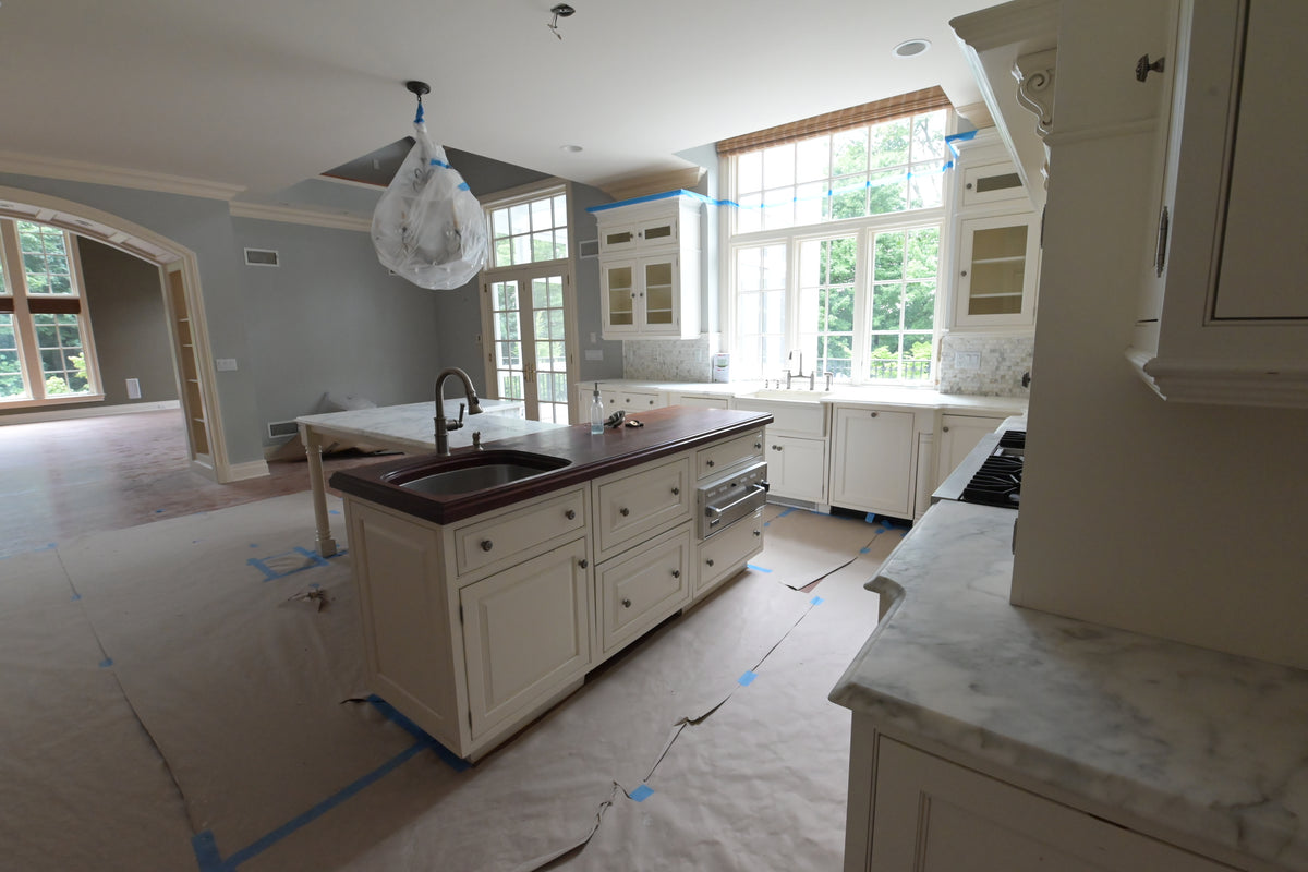"The Clair" Transitional White Solid Wood Kitchen with Island