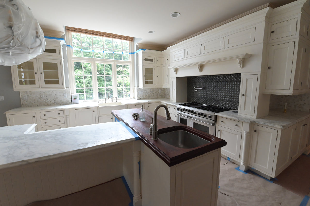 "The Clair" Transitional White Solid Wood Kitchen with Island