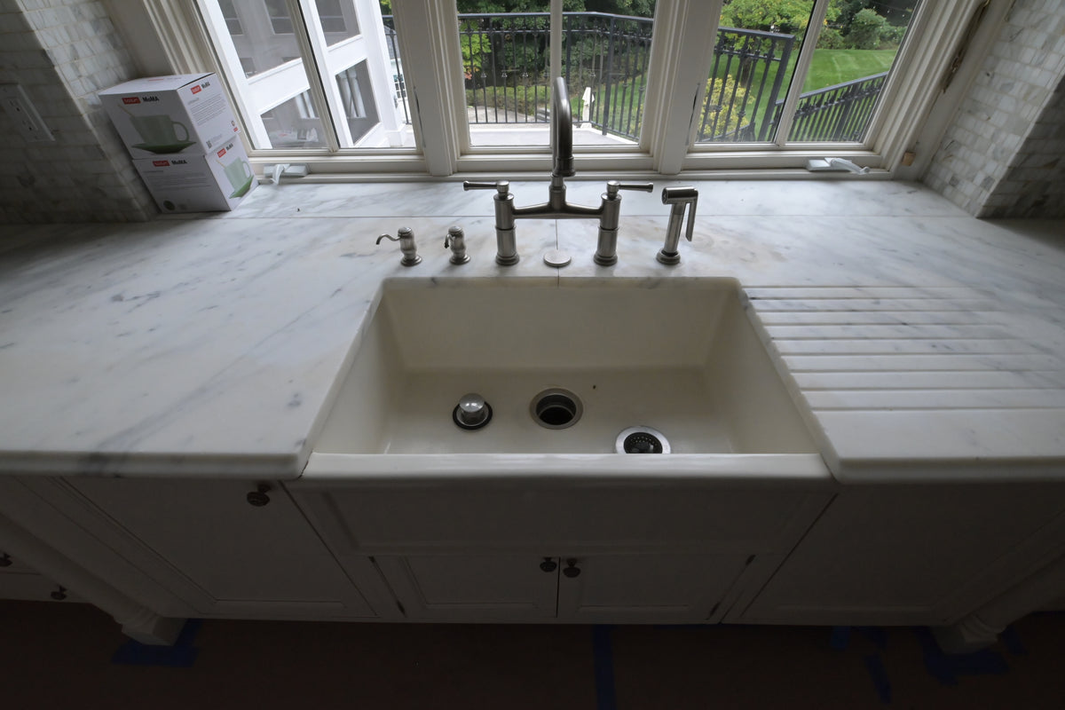 "The Clair" Transitional White Solid Wood Kitchen with Island