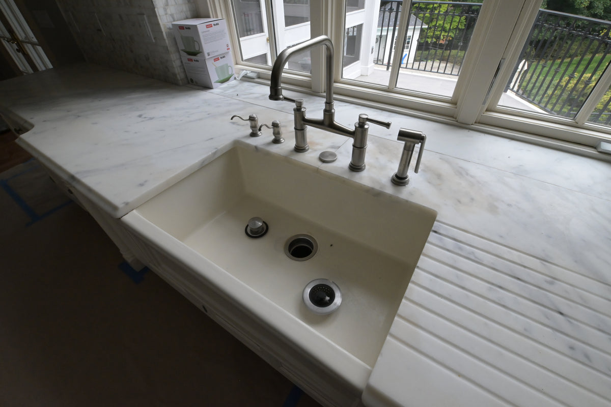 "The Clair" Transitional White Solid Wood Kitchen with Island