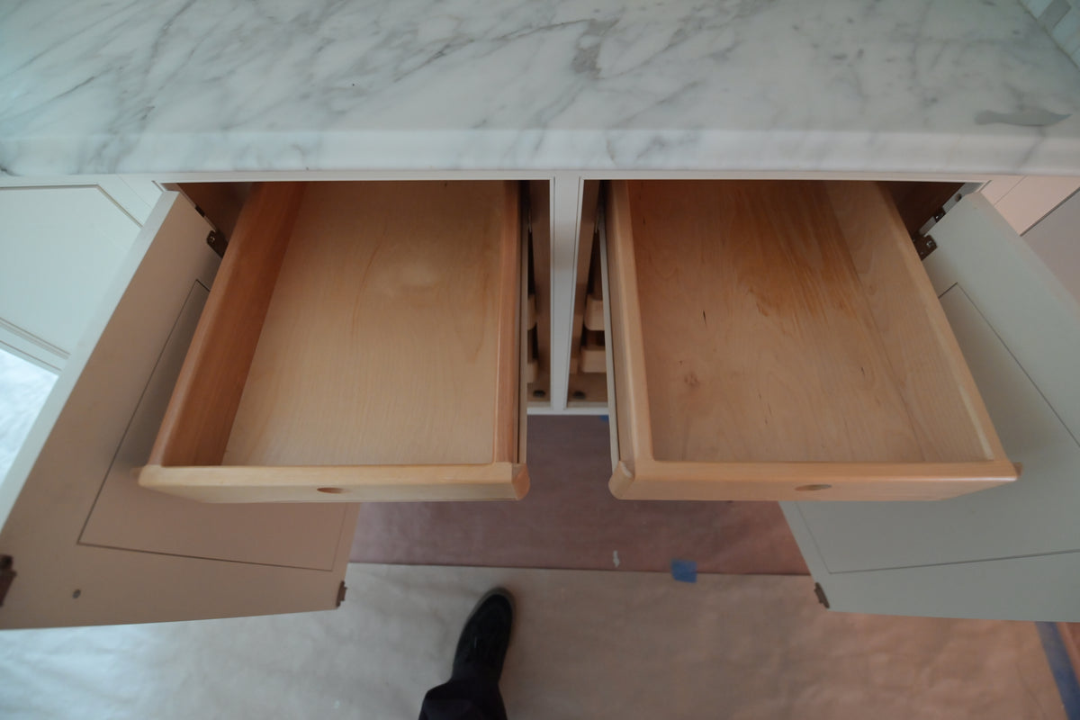 "The Clair" Transitional White Solid Wood Kitchen with Island