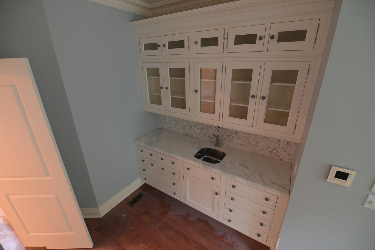 "The Clair" Transitional White Solid Wood Pantry Wall