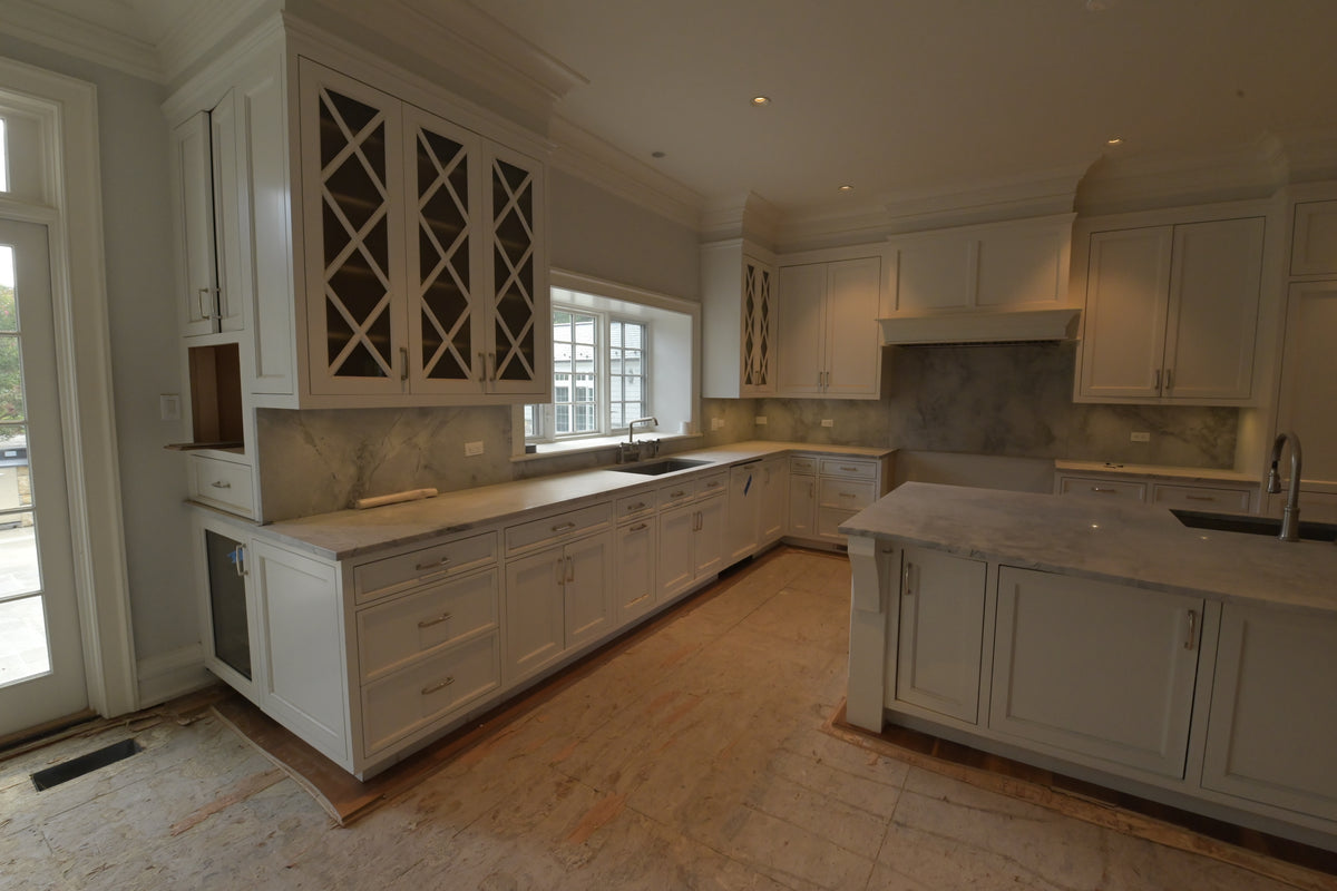 "The Blenheim" Transitional White Kitchen with Island & Sub-Zero Refrigerators
