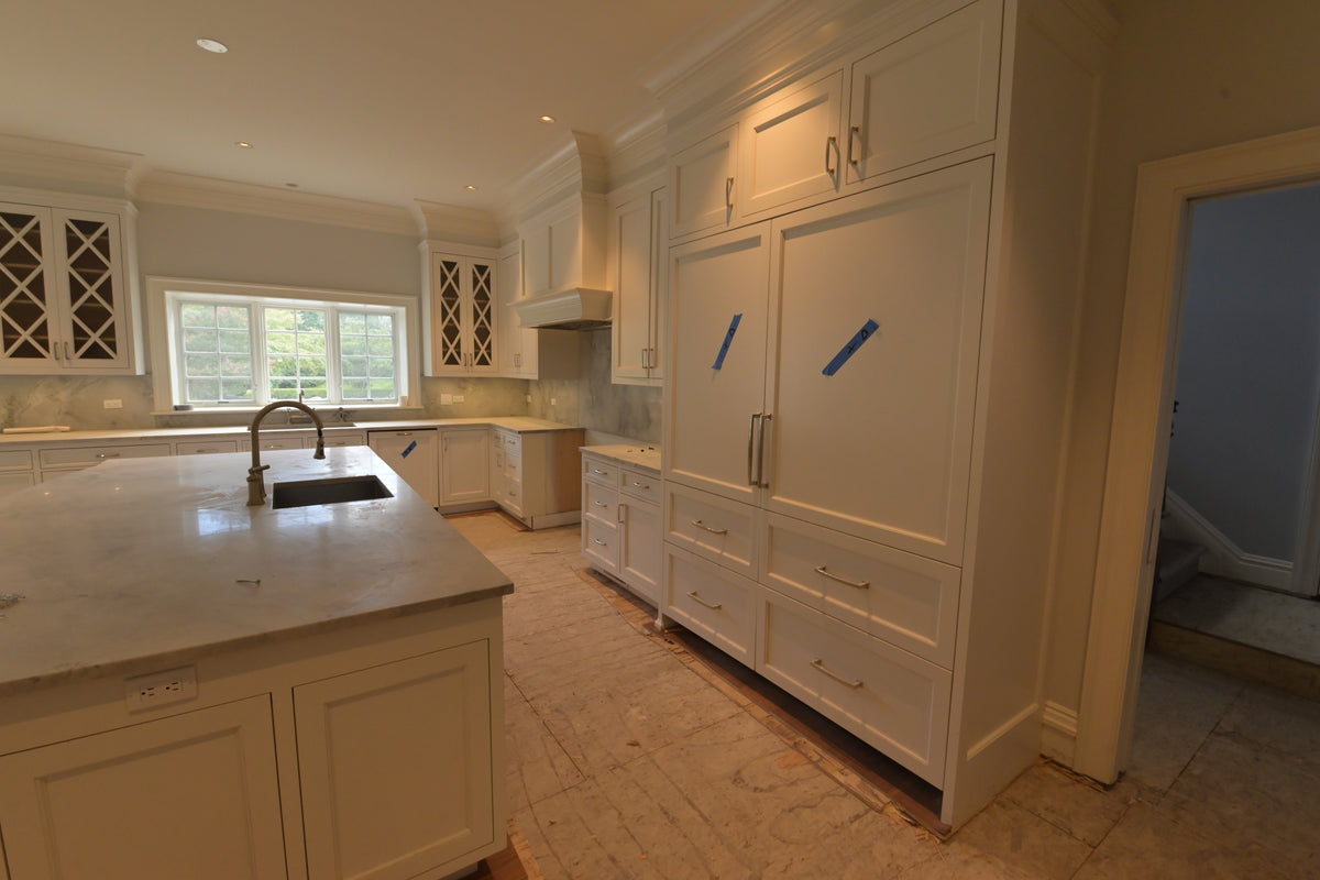 "The Blenheim" Transitional White Kitchen with Island & Sub-Zero Refrigerators
