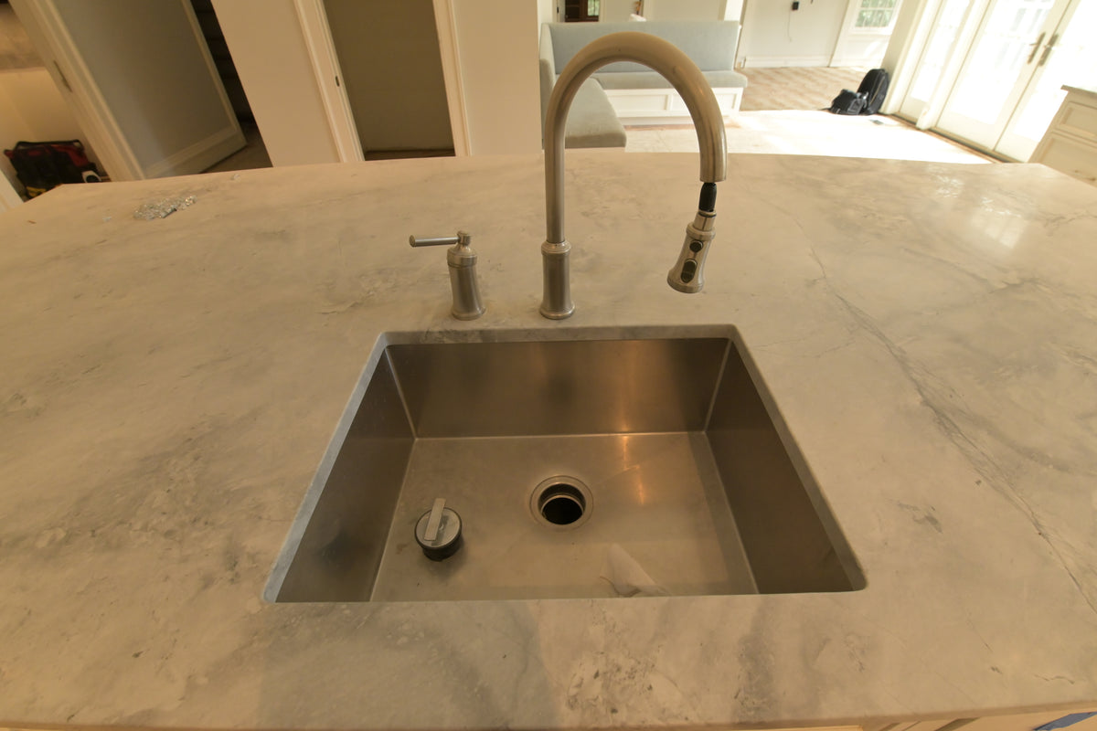 "The Blenheim" Transitional White Kitchen with Island & Sub-Zero Refrigerators