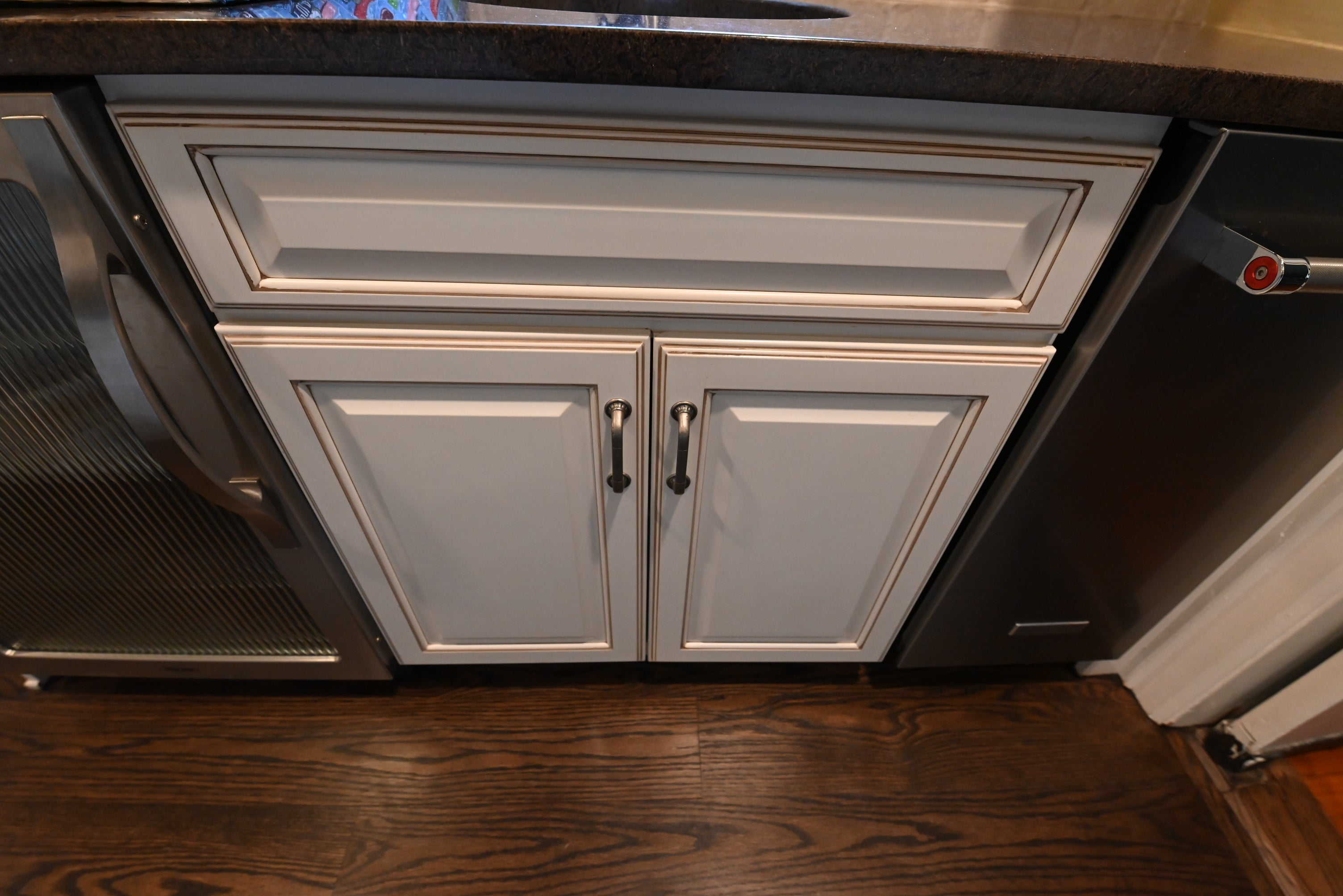 "The Whitby" Traditional Distressed White Wet Bar