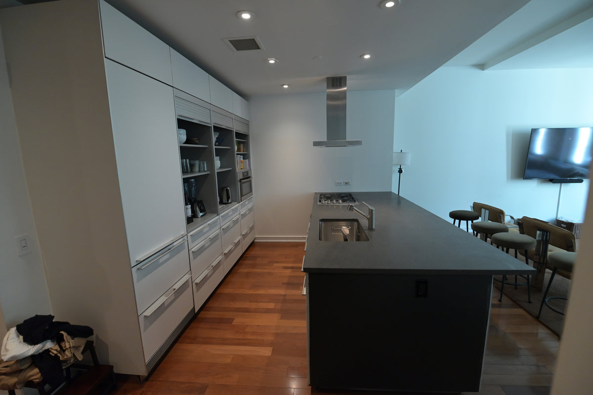 Bulthaup Modern Gray & White Kitchen with Miele Appliances