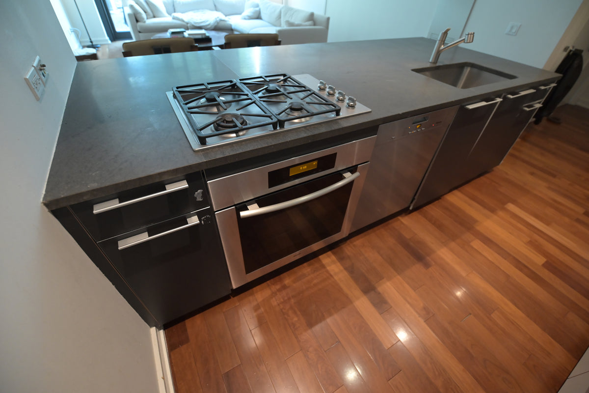 Bulthaup Modern Gray & White Kitchen with Miele Appliances