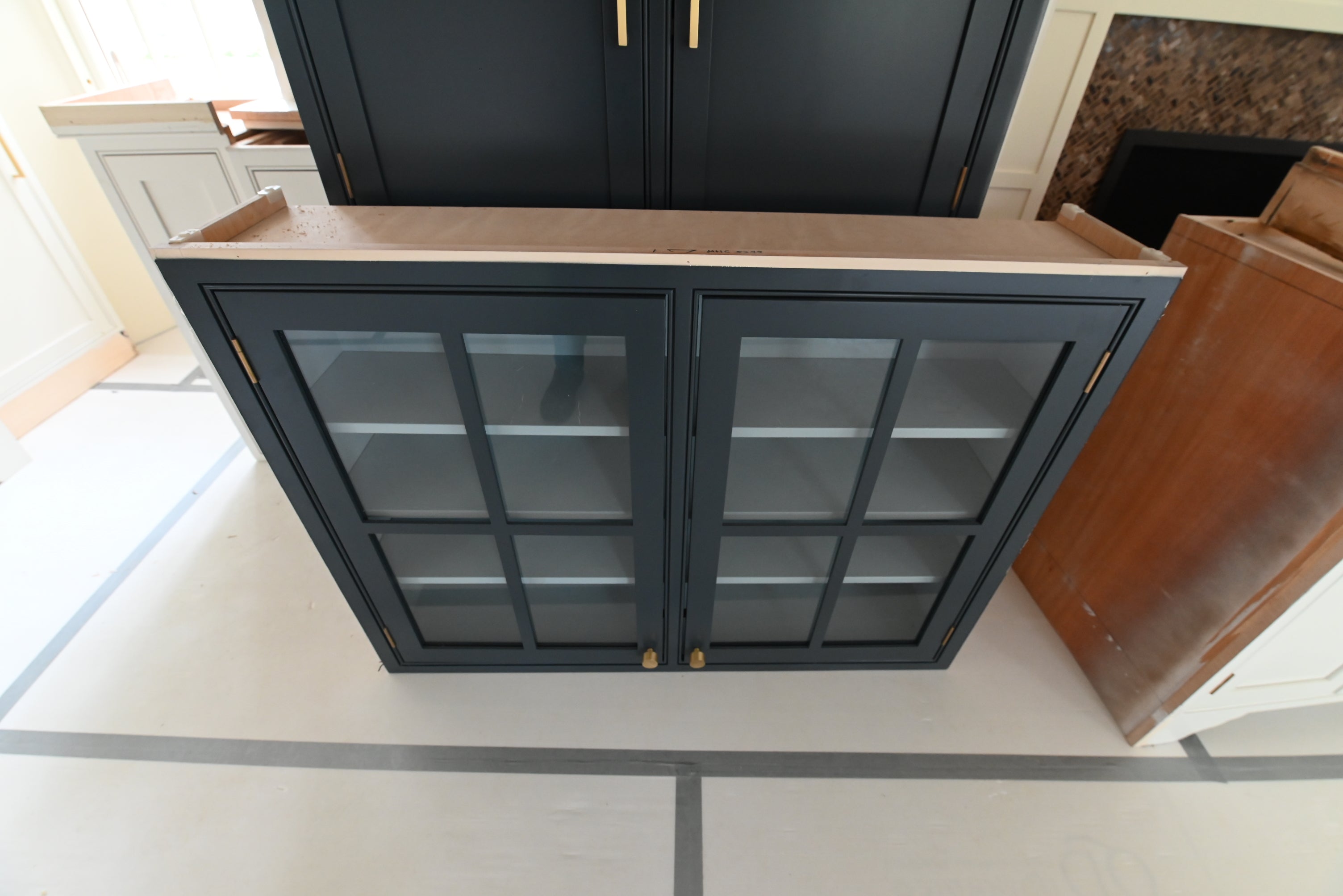 Prevo Transitional Dark Blue Butler's Pantry