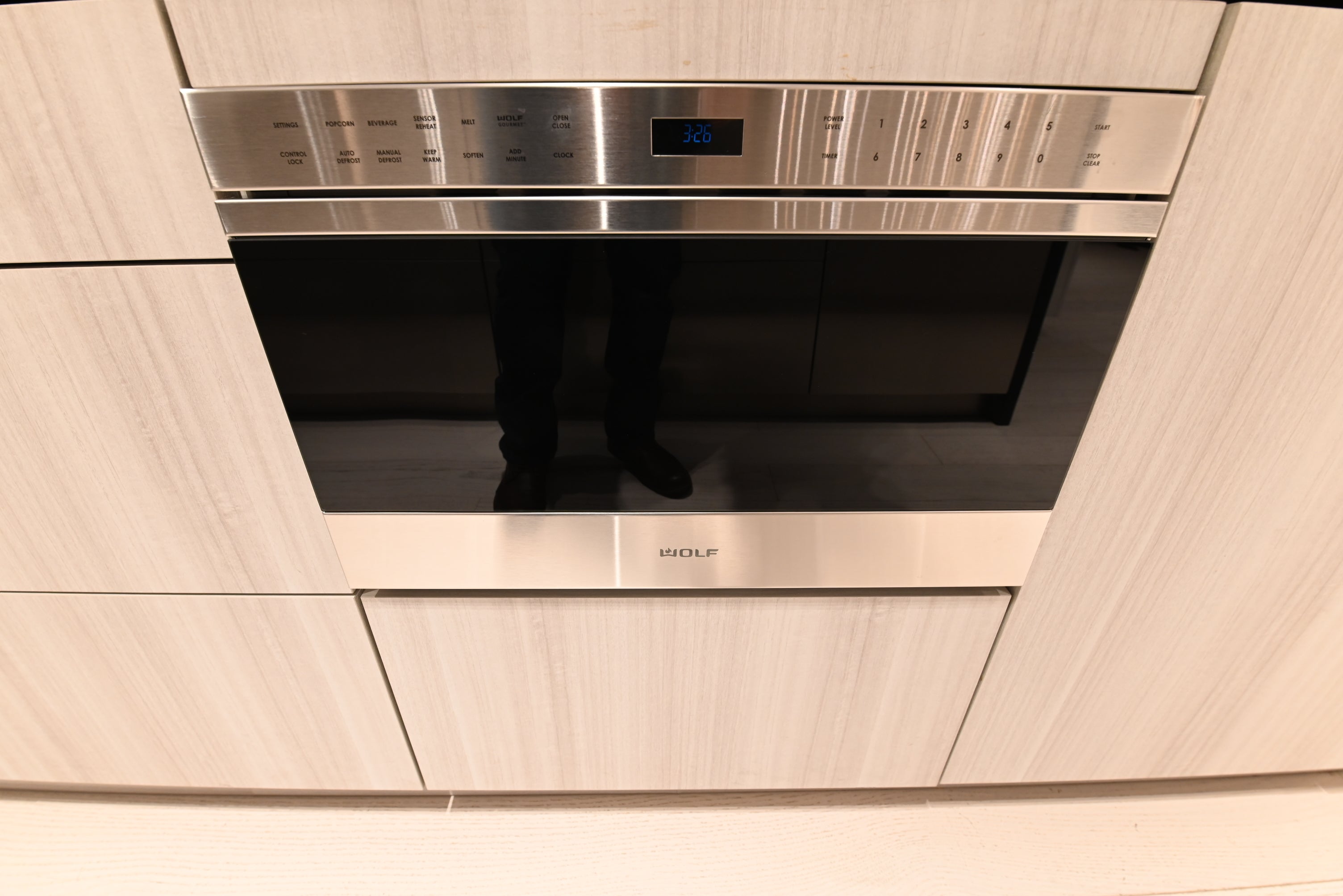 DOCA Modern Wood Veneer Black Kitchen with Island & Appliances