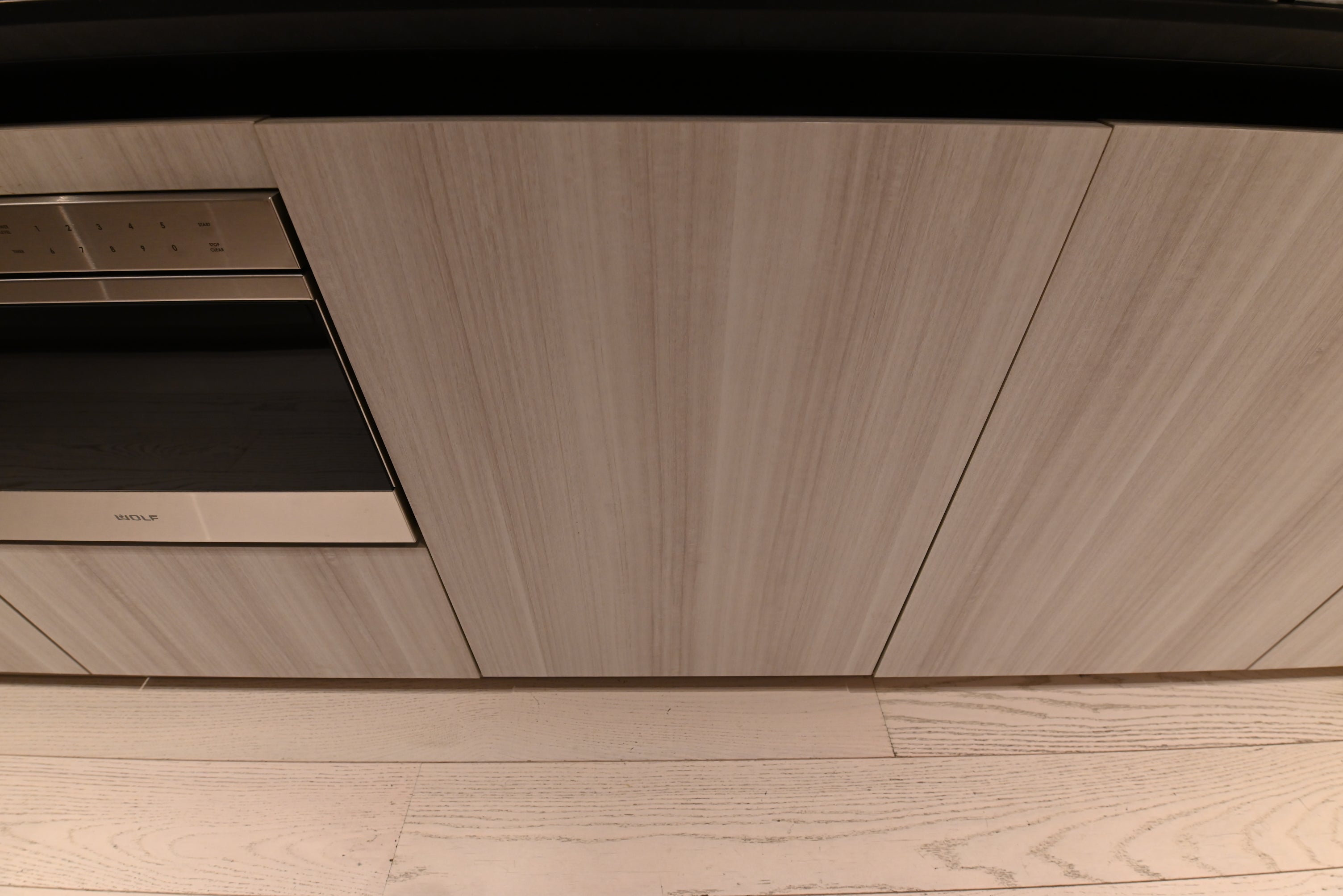 DOCA Modern Wood Veneer Black Kitchen with Island & Appliances