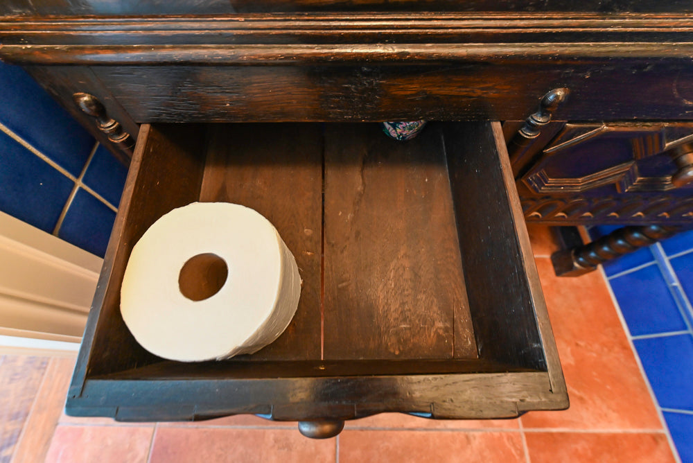 Dark Brown Single Vanity with Top, Copper Sink and Copper Faucet