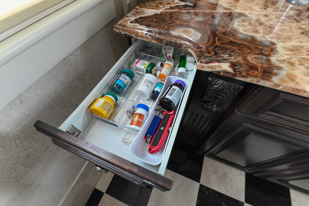 Dark Wooden Single Vanity with Sink and Faucet