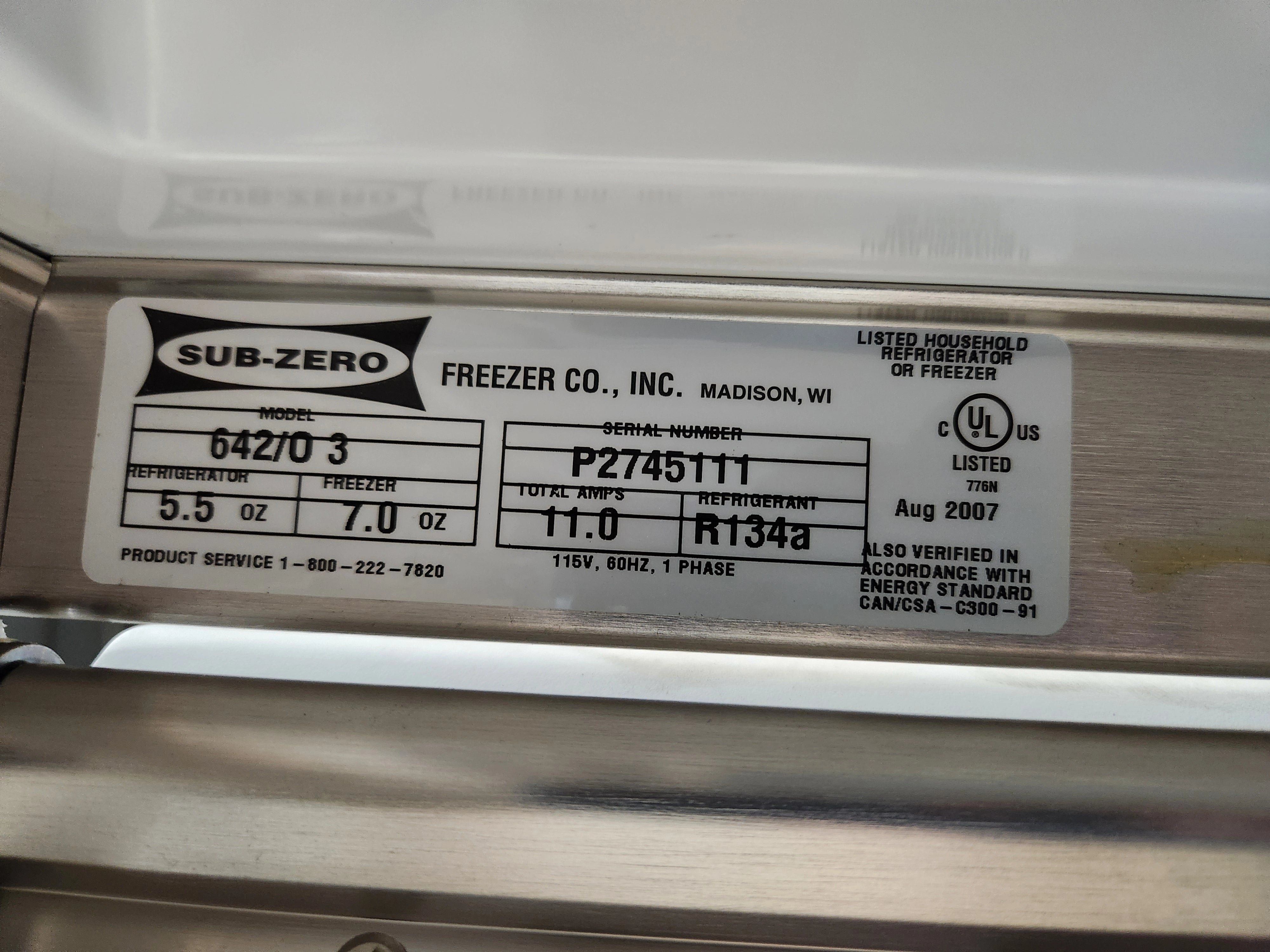 Sub-Zero 642/O 42" Paneled Side by Side Refrigerator