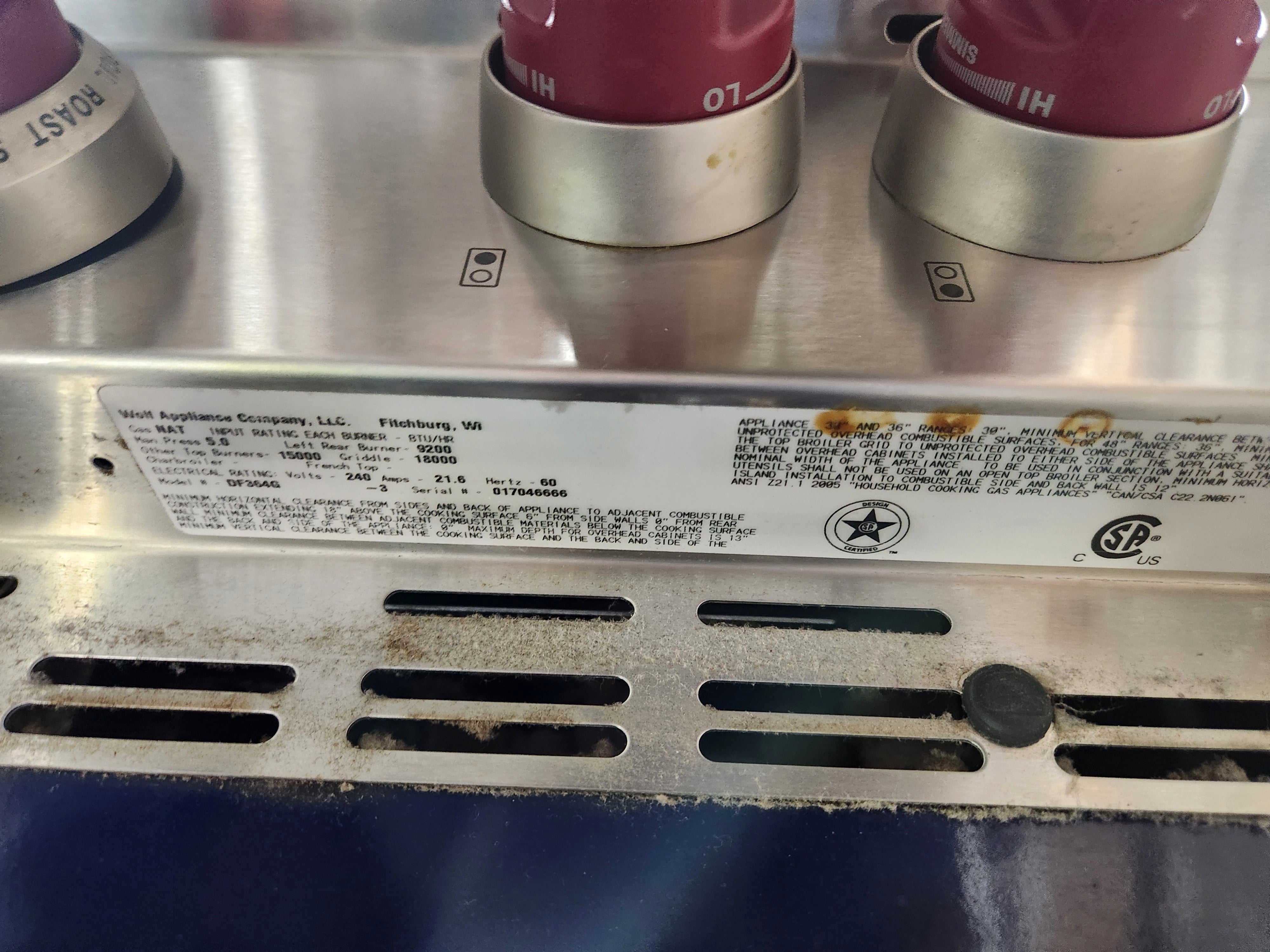 Wolf DF364G 36" Stainless Steel Dual Fuel Range