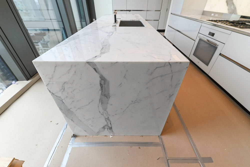 Modern Marble White Kitchen with Island