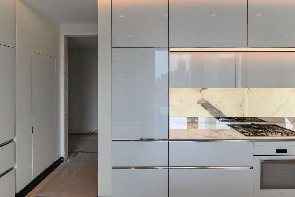 Modern Marble White Kitchen with Island