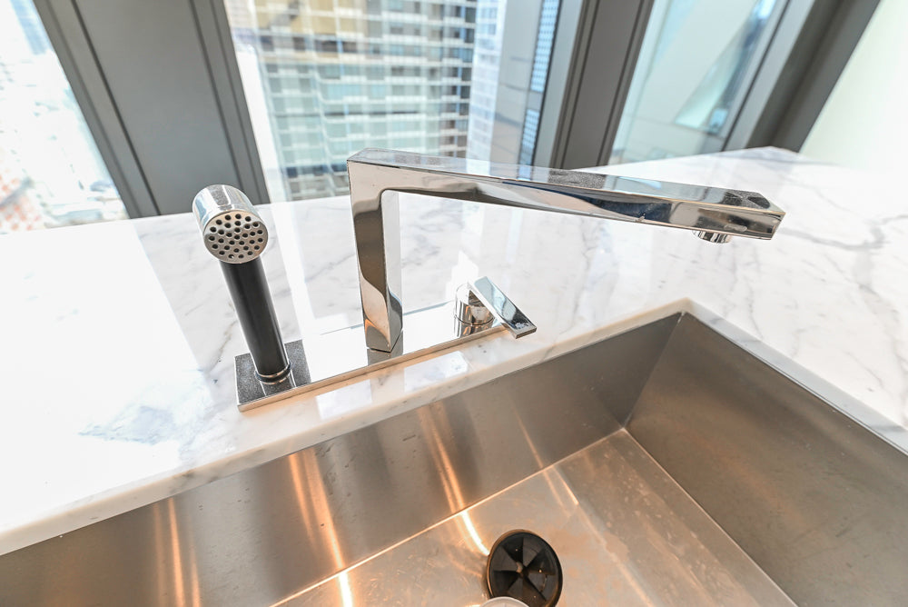 Modern Marble White Kitchen with Island