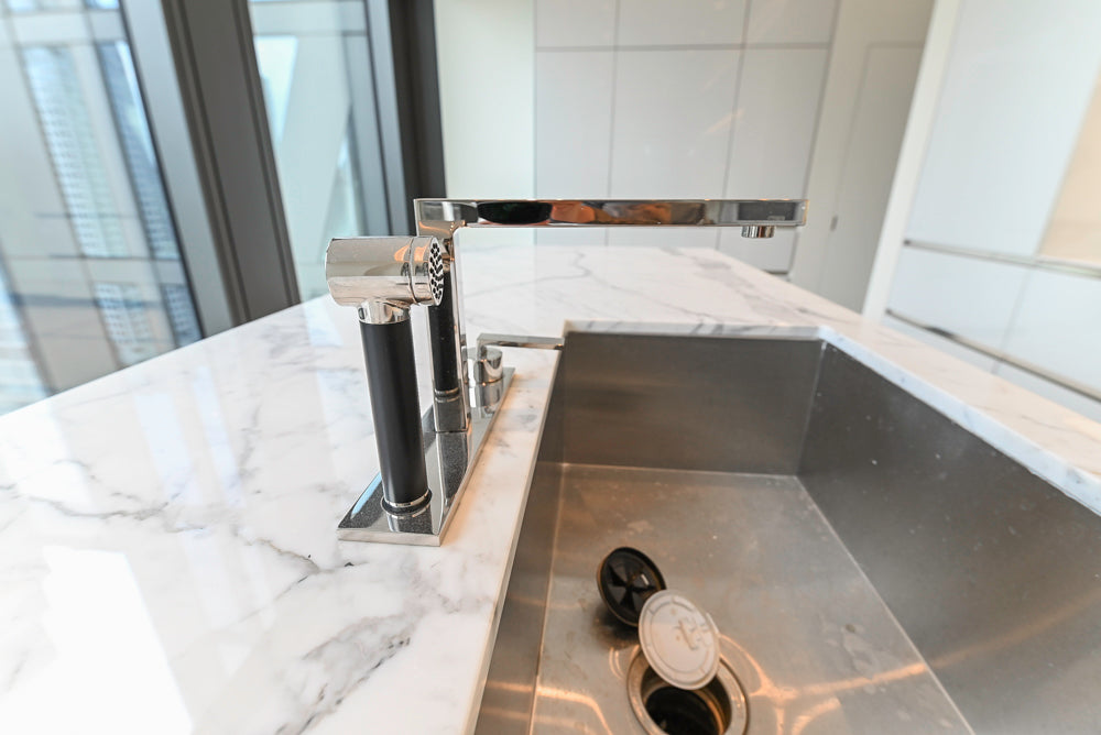 Modern Marble White Kitchen with Island