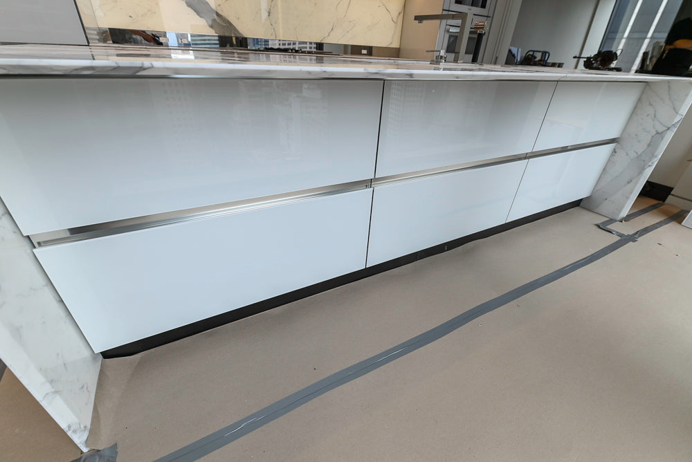 Modern Marble White Kitchen with Island