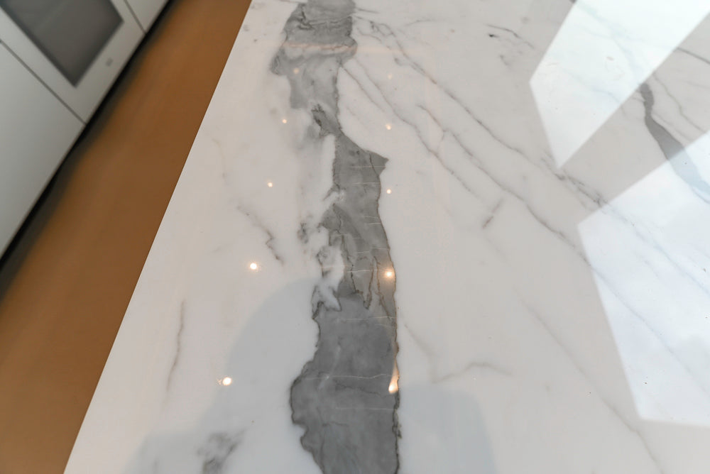 Modern Marble White Kitchen with Island