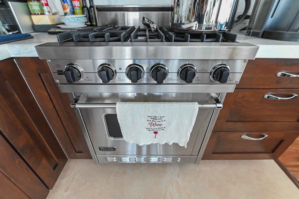 Dark Wooden Traditional Kitchen with Marble Island and Viking Appliance Package