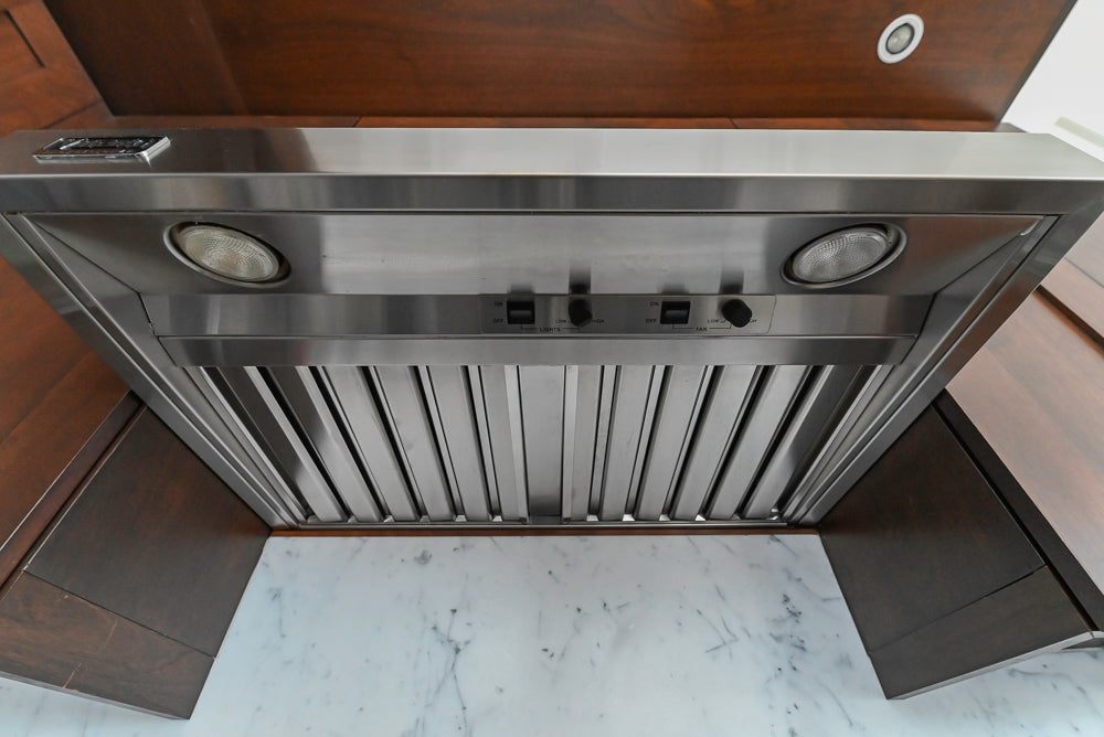 Dark Wooden Traditional Kitchen with Marble Island and Viking Appliance Package