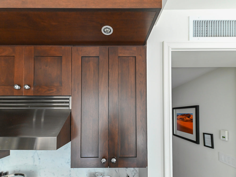 Dark Wooden Traditional Kitchen with Marble Island and Viking Appliance Package